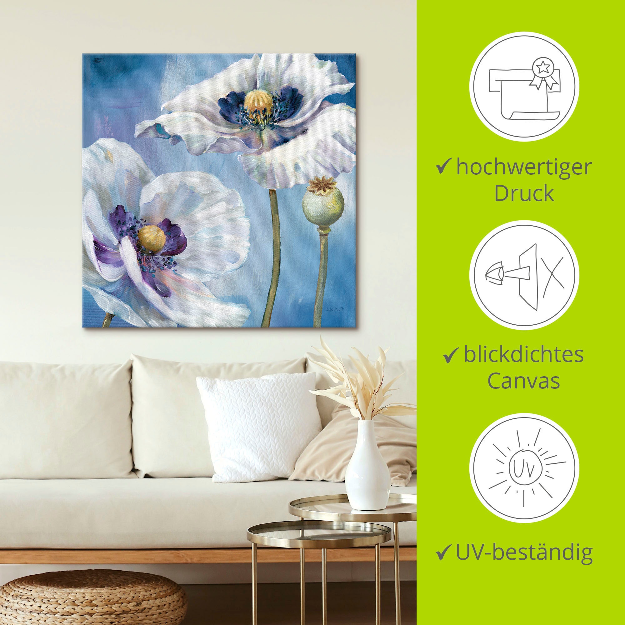 Artland Wandbild »Blauer Tanz II«, Blumen, (1 St.), als Leinwandbild, Poster in verschied. Grössen