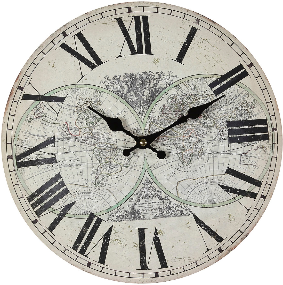 Image of Ambiente Haus Wanduhr "Landkarte Wanduhr 28cm"