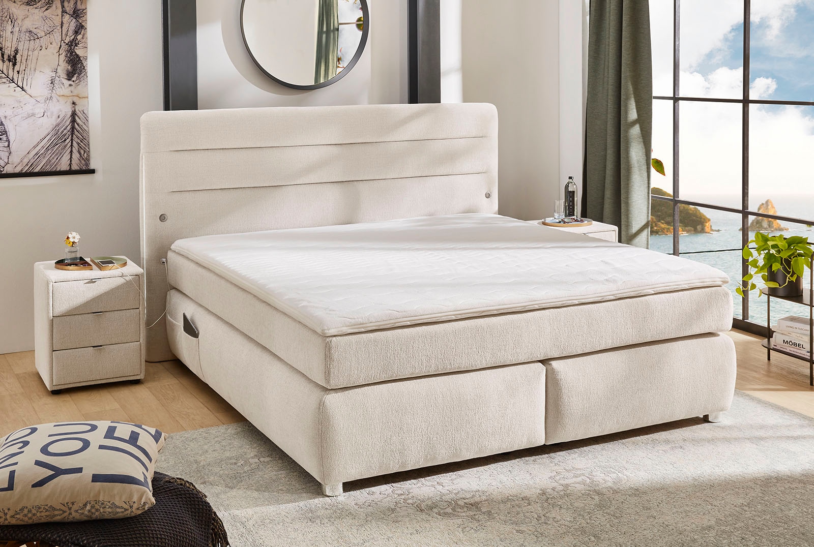 Jockenhöfer Gruppe Lit boxspring »Livia« incluant éclairage LED, 4 ports de charge USB, matelas TTFK 7 zones