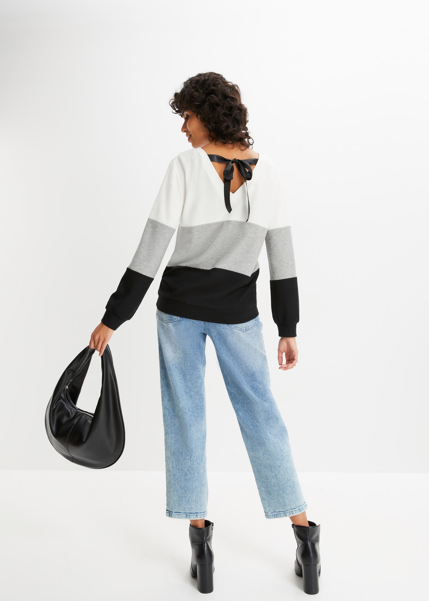 bonprix Langarmshirt lässig geschnittene Passform, mit Rundhalsausschnitt