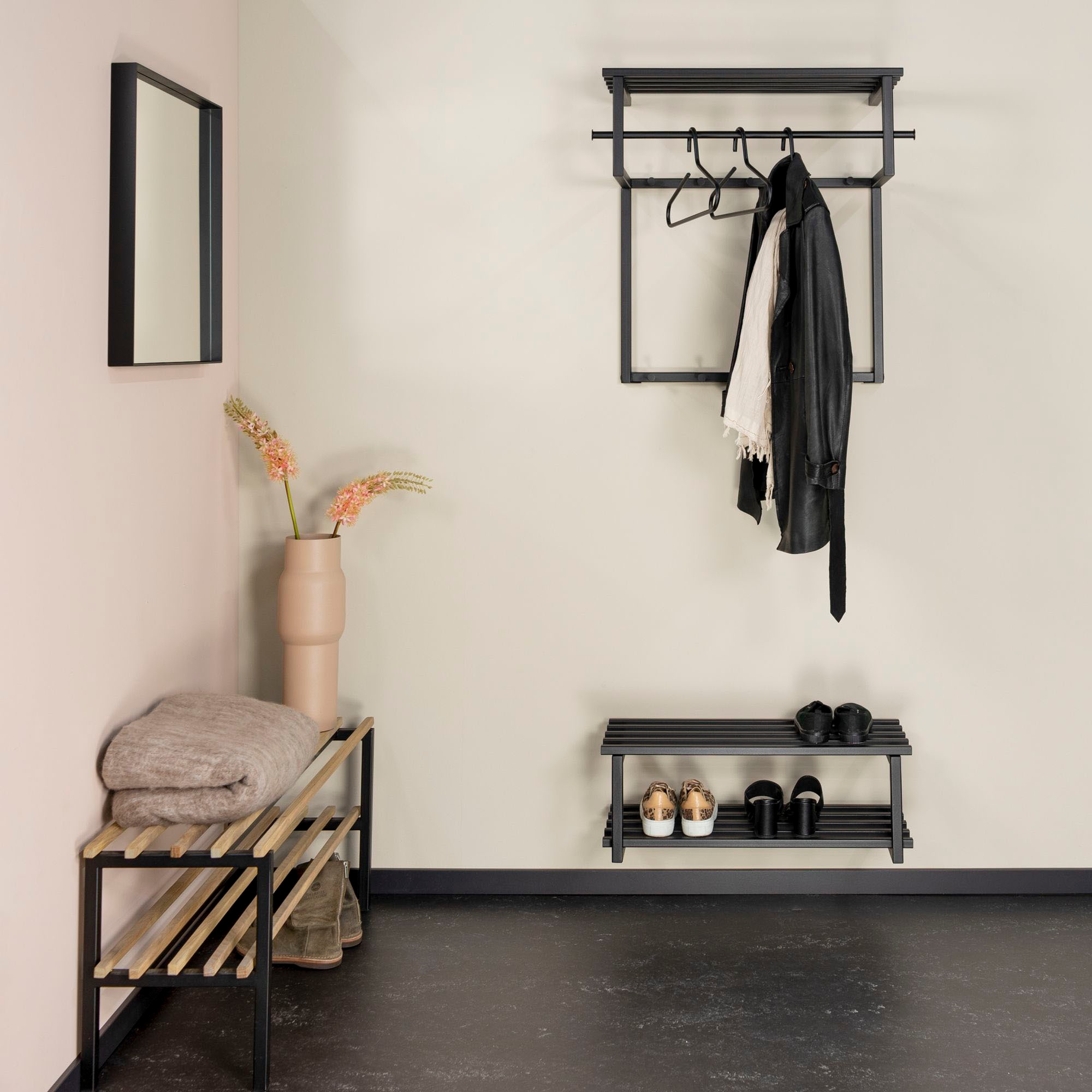 Spinder Design Garderobenleiste Metall, Familien-Garderobe, 10 Haken, 34 cm tief, trendige Farbe