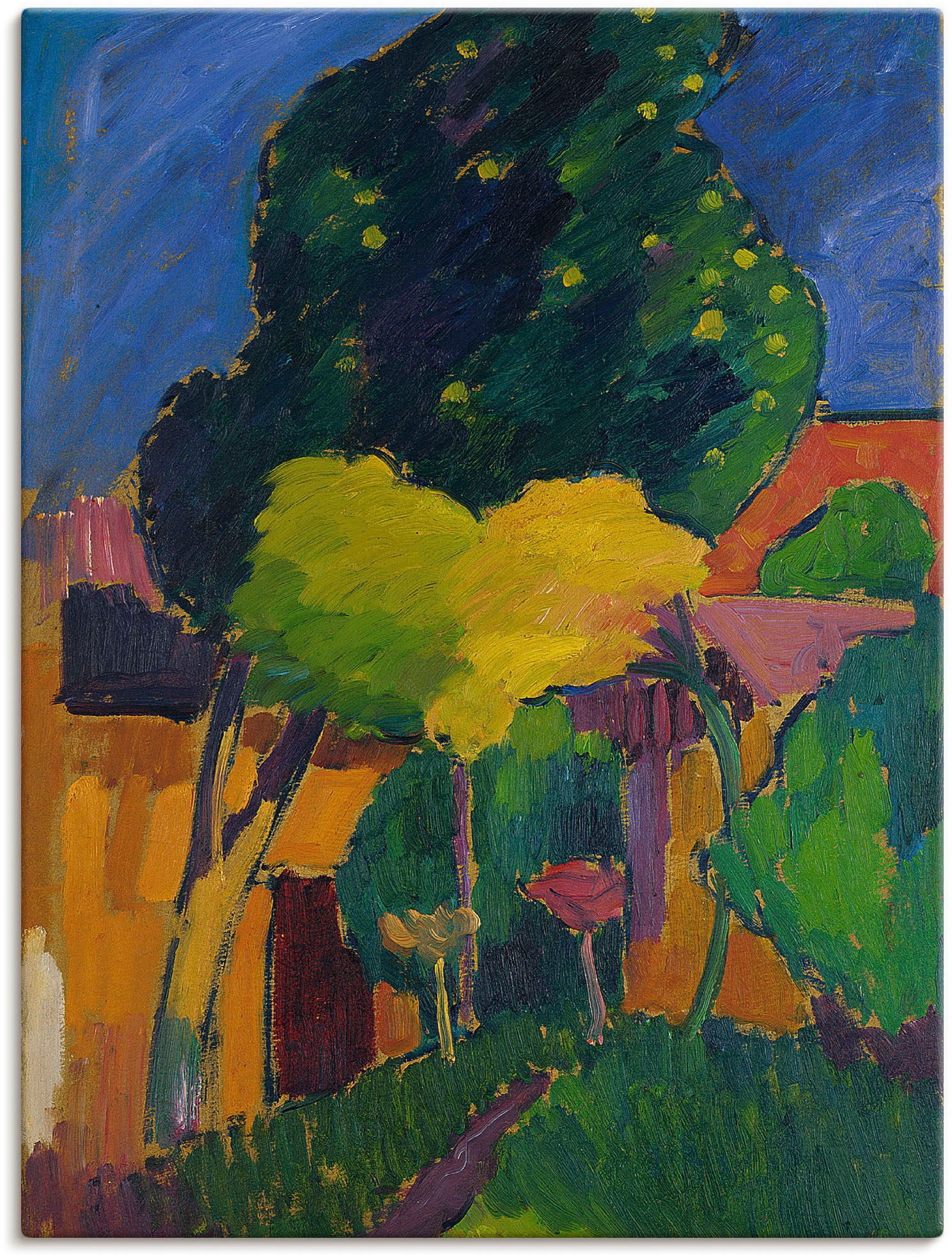 Image of Artland Leinwandbild "Murnau. 1908" Garten 1 Stk. tlg. auf Holzrahmen gespannt