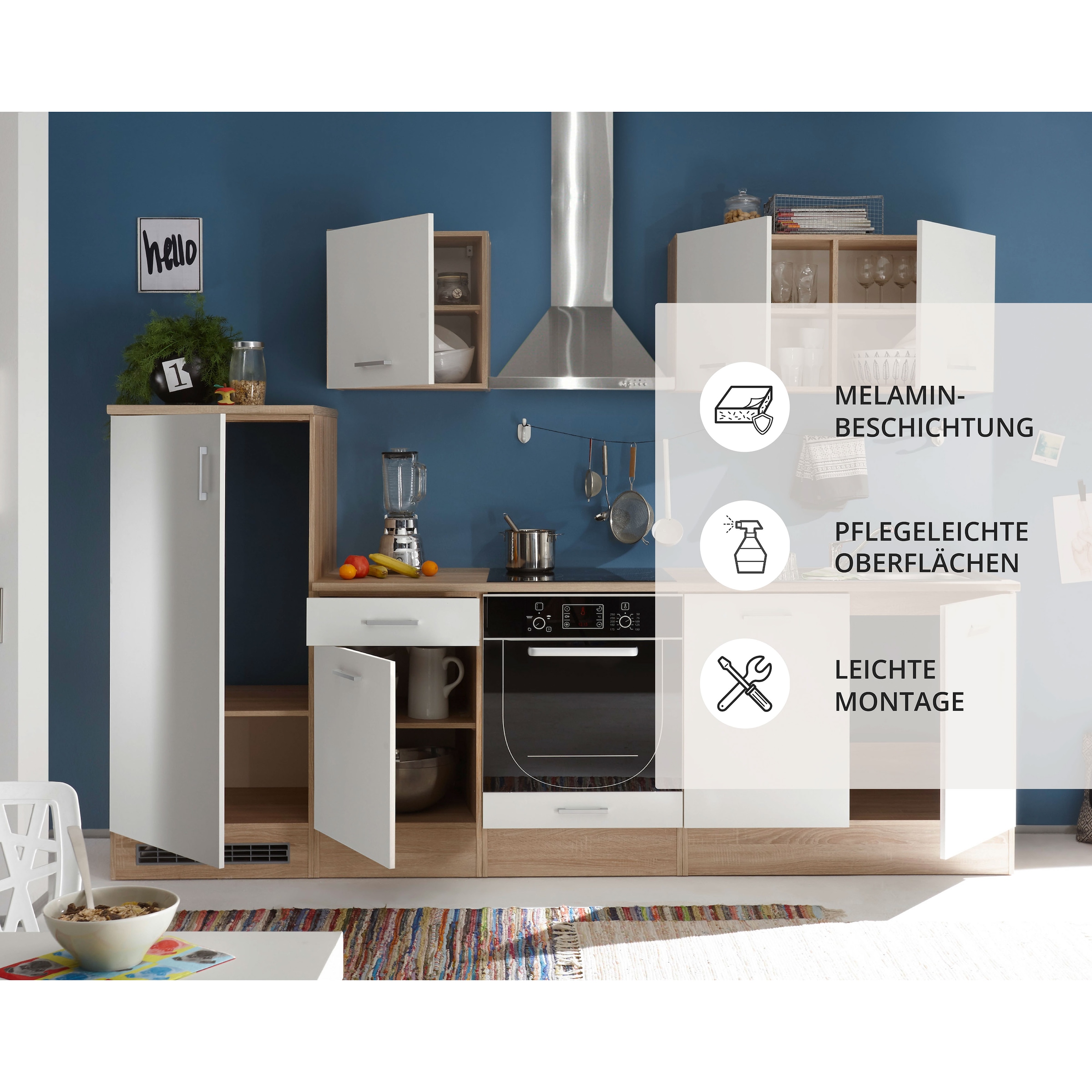 BASIC by Balculina Kitchenette »Andy« Largeur 270 cm, avec appareils électriques en option
