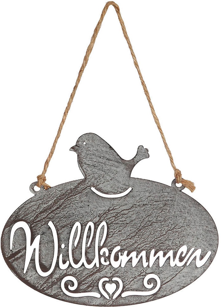 Image of Ambiente Haus Gartenstecker "Willkommen Schild mit Vogel (B) 20cm"