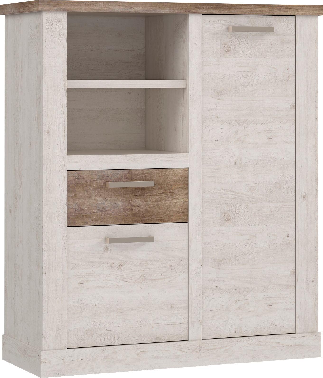 FORTE Highboard »Duro« Mehrzweckschrank mit Türen & Schublade, Landhausstil, Breite 109,8 cm
