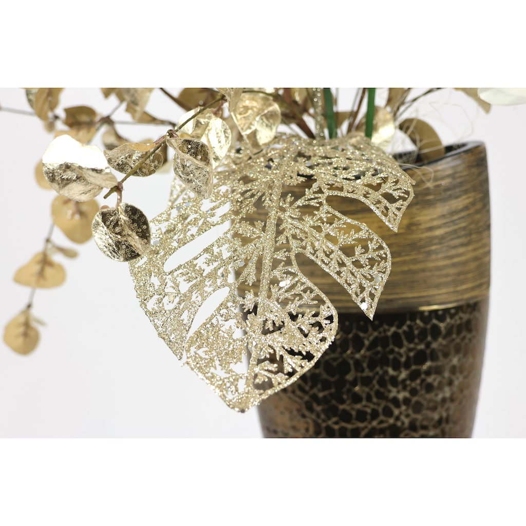 I.GE.A. Winterliche Kunstpflanze »Gesteck mit Orchidee in Keramikvase, festliche Weihnachtdeko,«