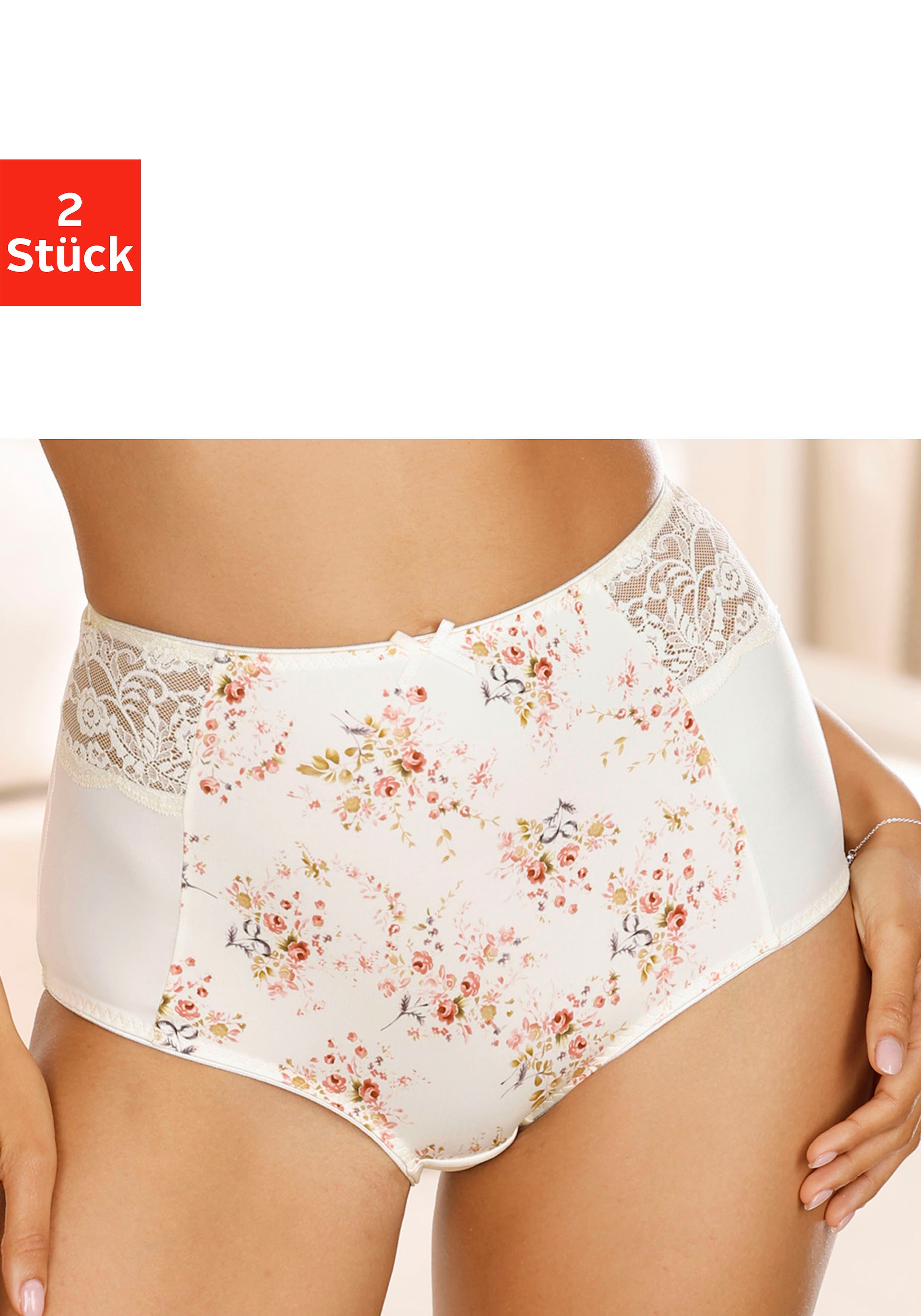 Nuance Taillenslip, (Packung, 2 Stück), mit hübschen Spitzeneinsätzen