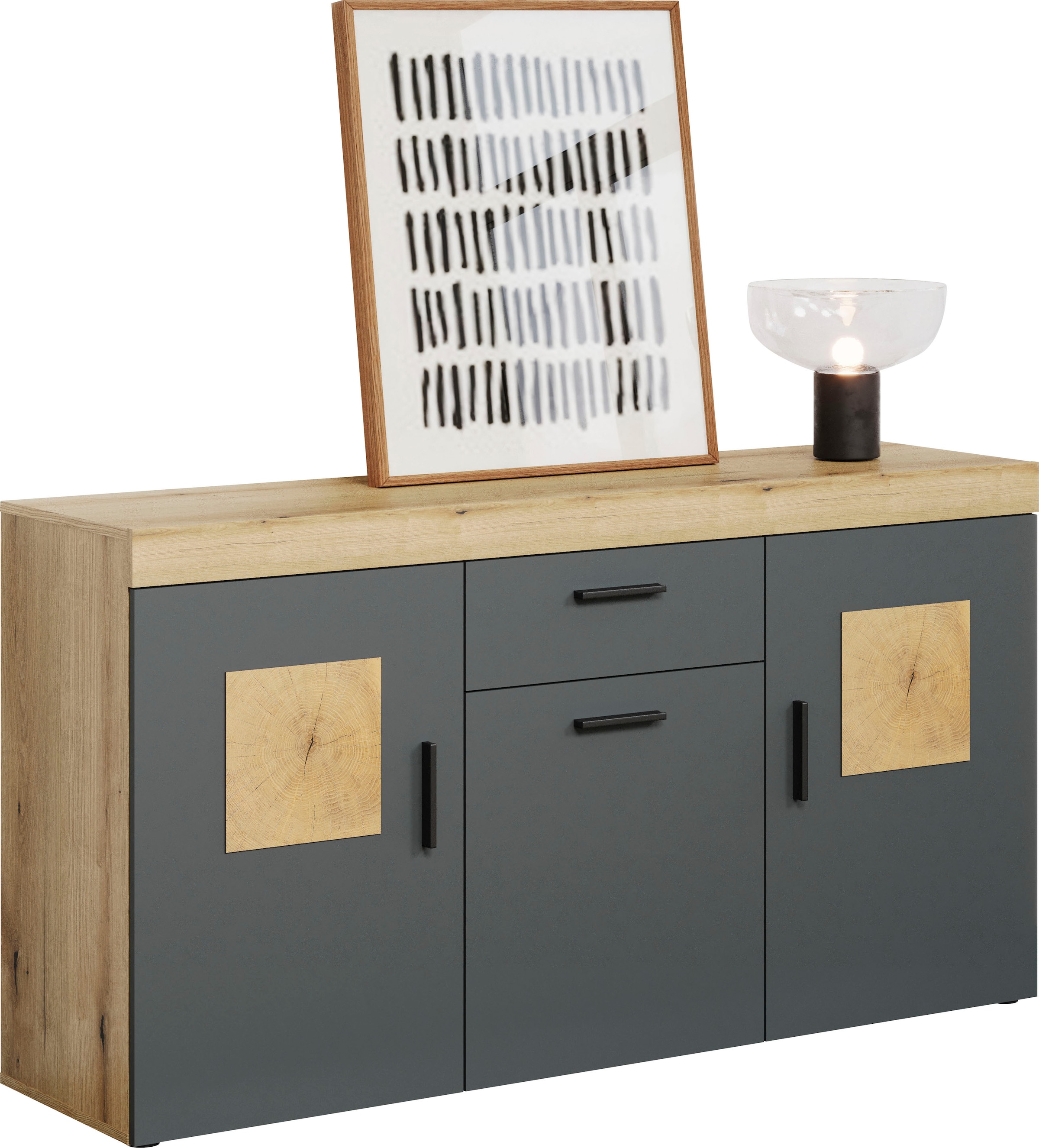Home affaire Sideboard »Ghent« Packung, 1 Stk. tlg. Sideboard mit 3 Türen & 1 Schublade - (B/T/H) 160/42/86 cm