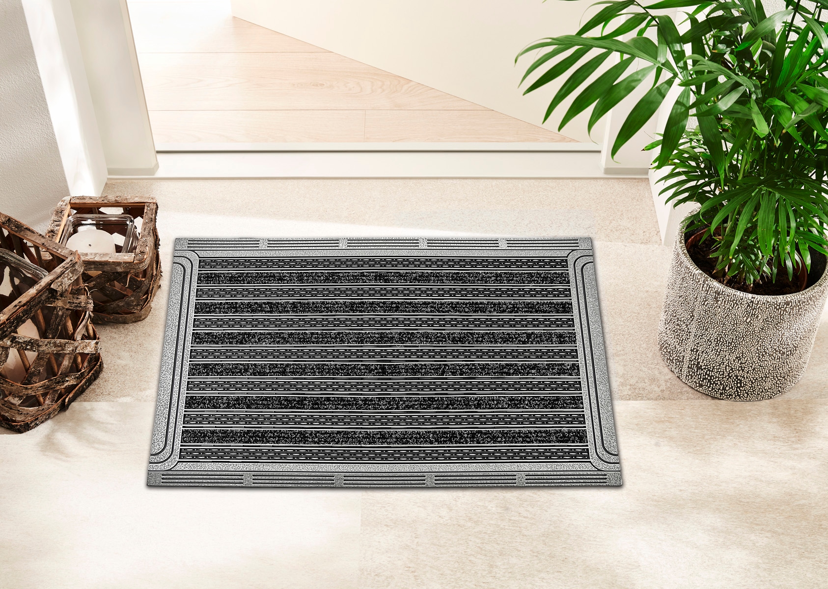 Home2Fashion Fussmatte »GridClean ST-XXL«, rechteckig, 12 mm Höhe, Schmutzfangmatte, robust & strapazierfähig, In- und Outdoor geeignet