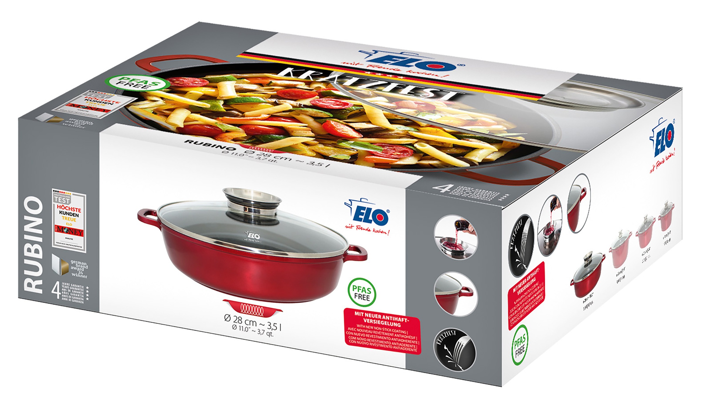 Elo Servierpfanne »Rubino, Pfanne mit Glasdeckel« Aluminiumguss 1 Stk. tlg. mit Glitzer-Glamour-Effekt aussen