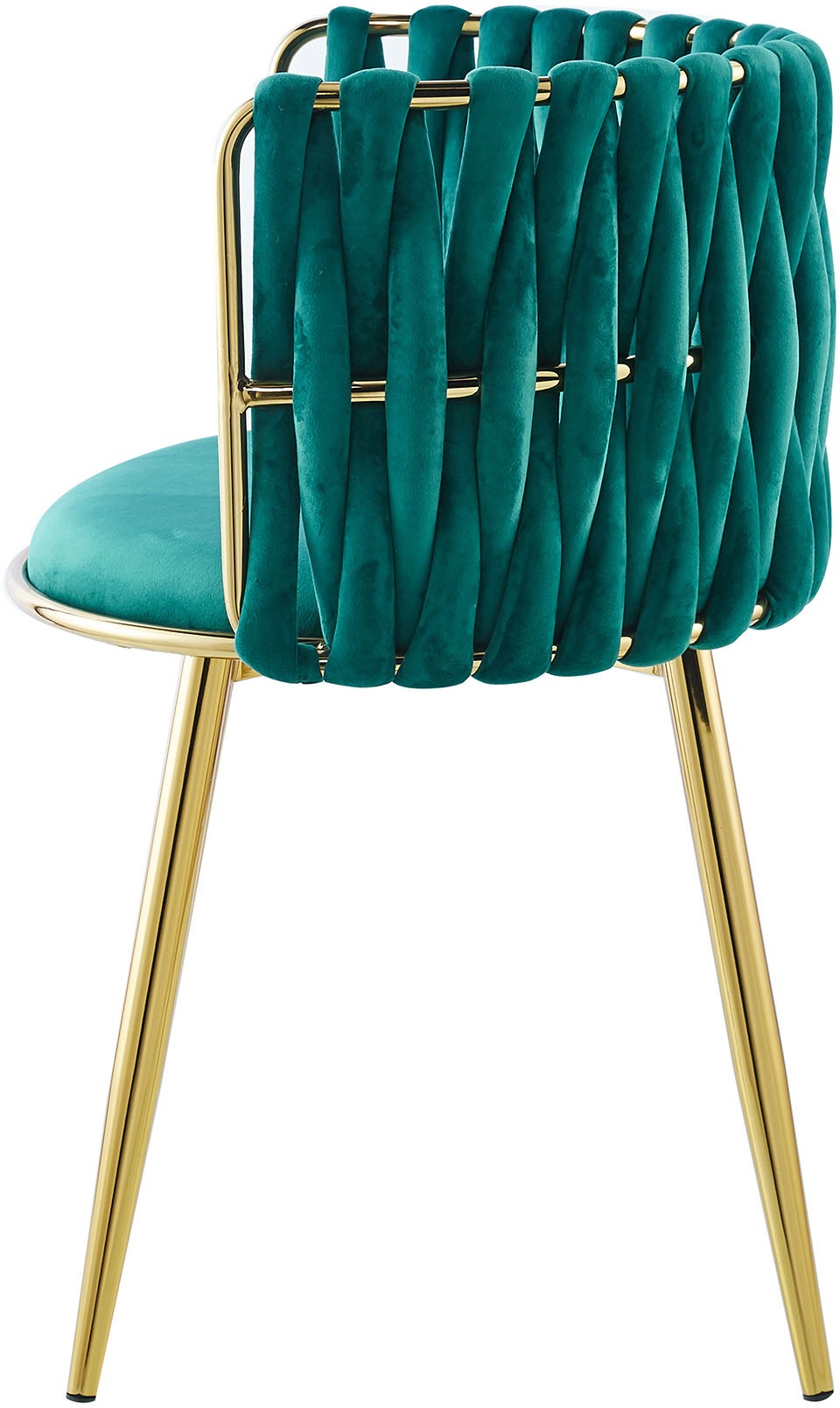 Kayoom Polsterstuhl »Stuhl Melly 125 2er-Set,tolles Design der Rückenlehne, runde Sitzfläch«, (Set), 2 St., ausgefallen geflochtene Rückenlehne, Samtbezug, goldene Beine