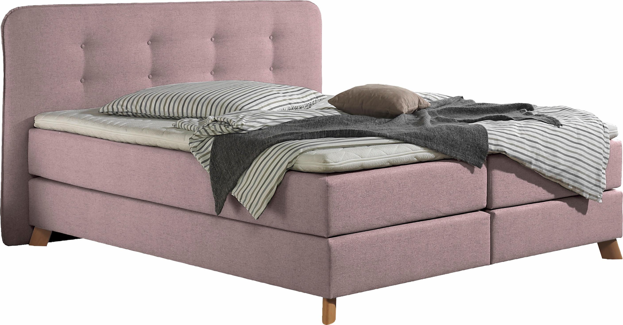 Home affaire Lit boxspring »Cecina« en 5 largeurs, 3 versions, 2 degrés de fermeté, capitonnage à boutons, surmatelas