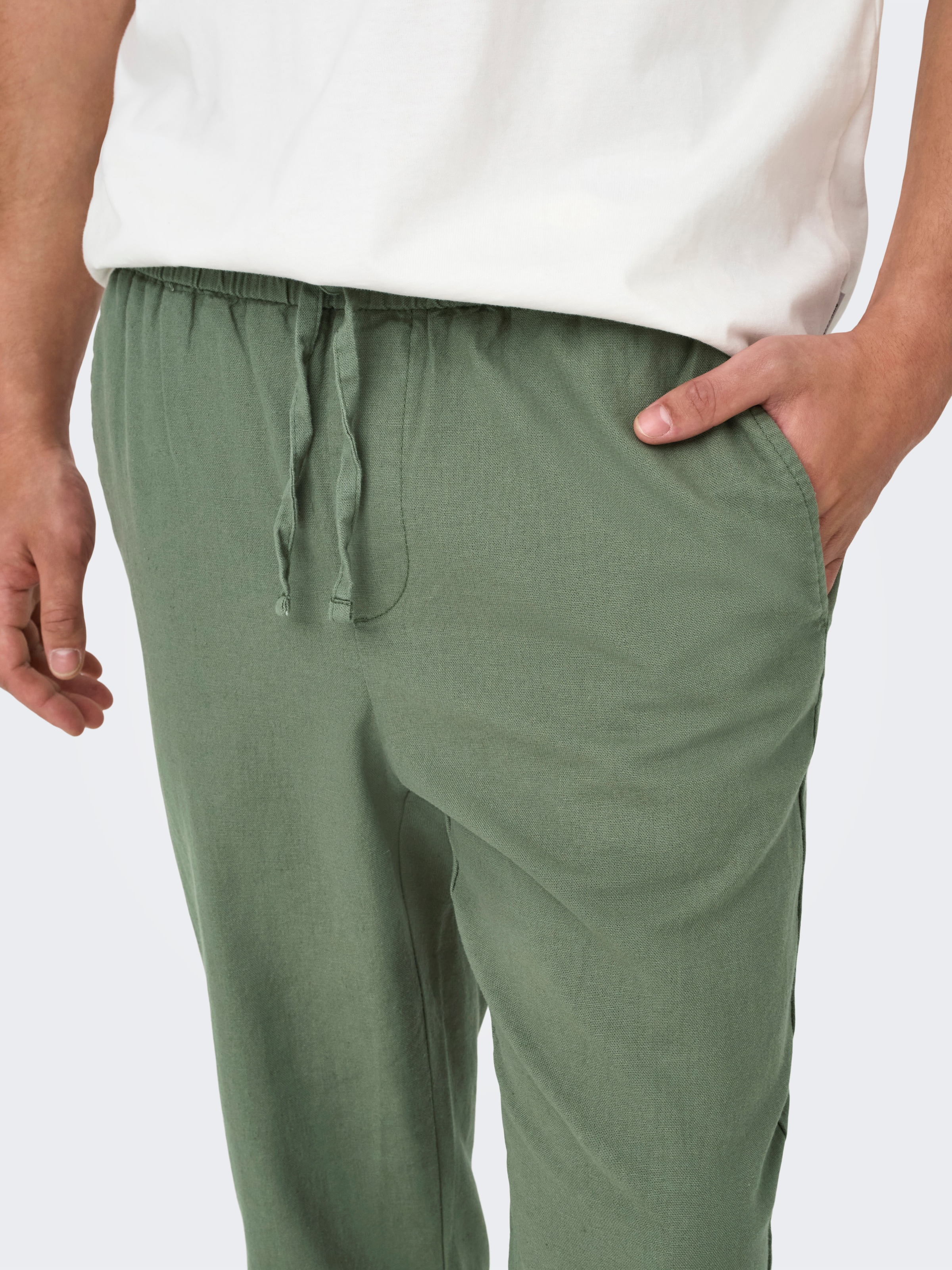 ONLY & SONS Pantalon en tissu »ONSLINUS CROP 0007 COT LIN PNT NOOS«  mit Leinen