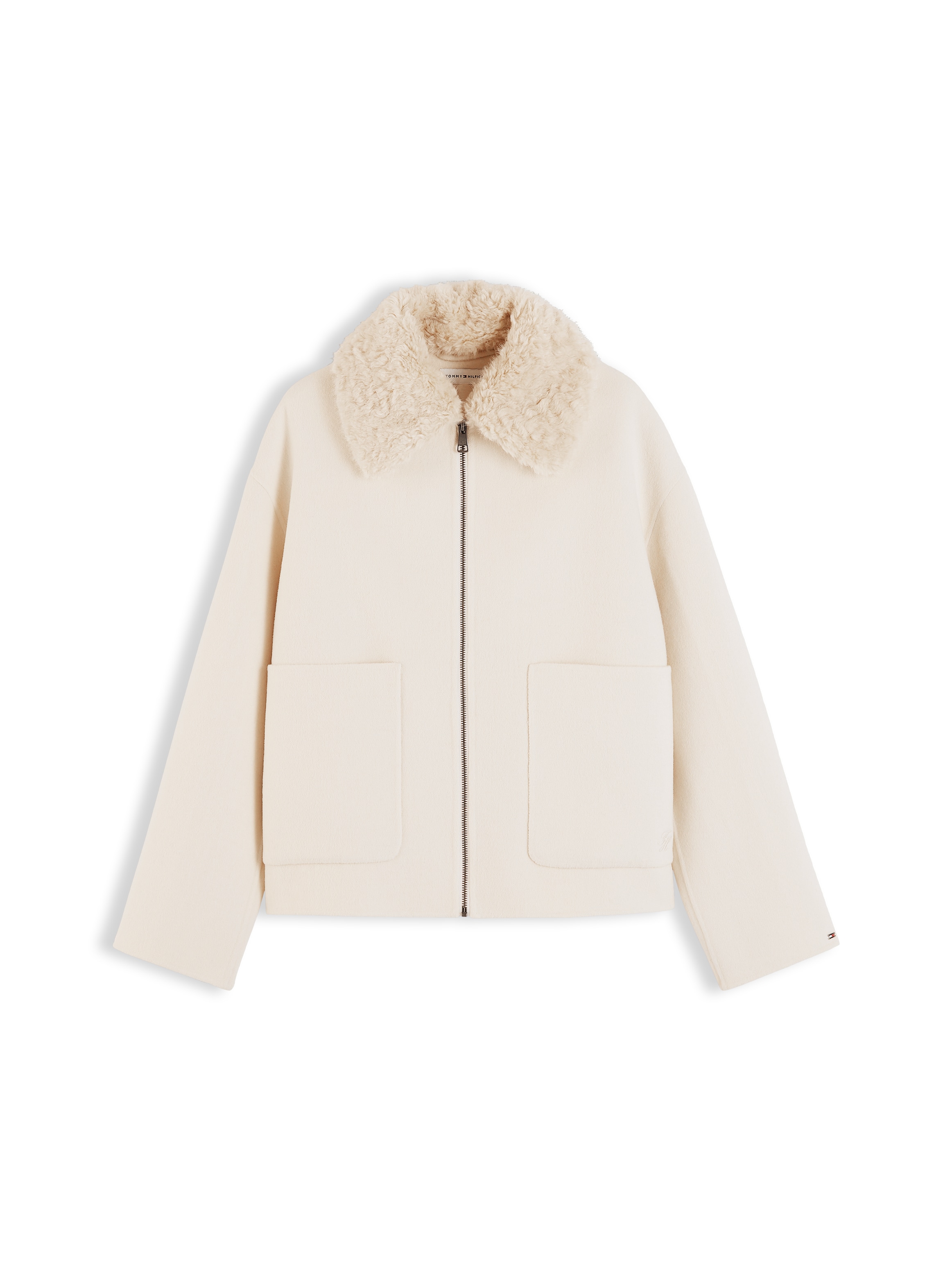 Tommy Hilfiger Veste courte »DF WOOL ZIP THROUGH JACKET« Materialmix, mit Wolle