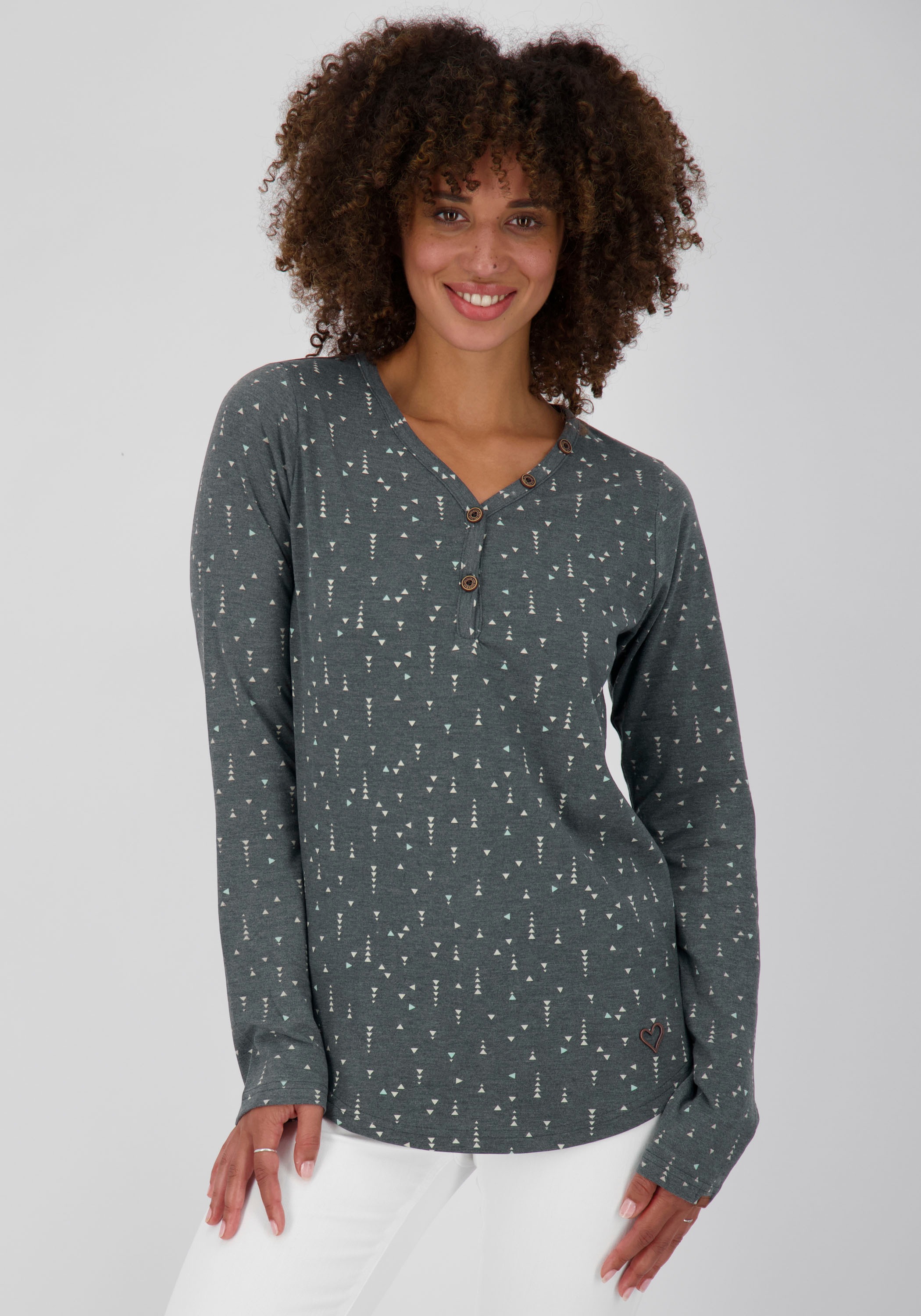 Image of Alife & Kickin T-Shirt »DaisyAK«, Langarmshirt mit Knopfleise und Alloverprint bei Ackermann Versand Schweiz