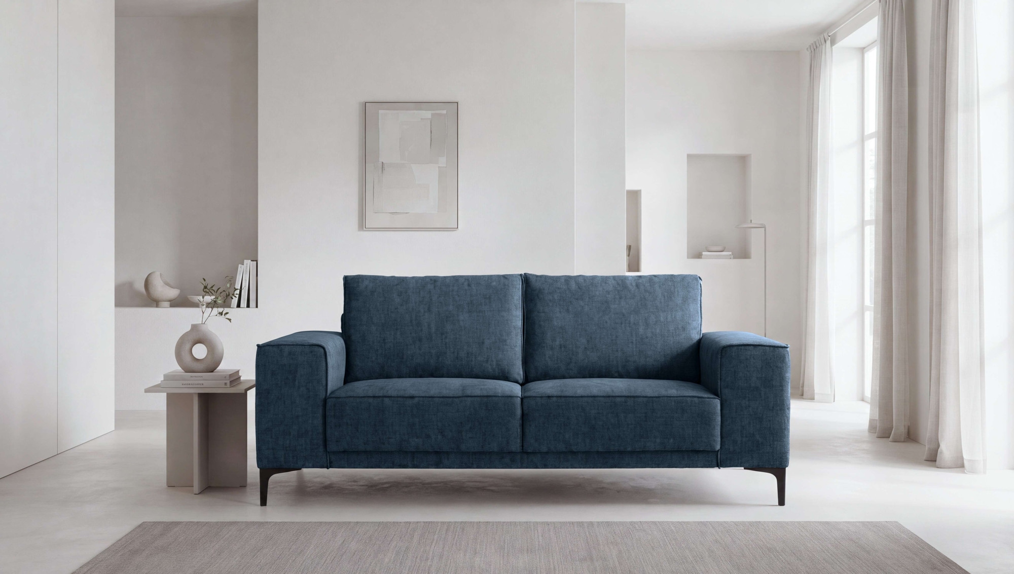 GOODproduct 2-places »Kompaktsofa Oland mit modernem Chenille-Bezug« 164 cm, Wellenunterfederung, Skandi-Design, Metallfüsse