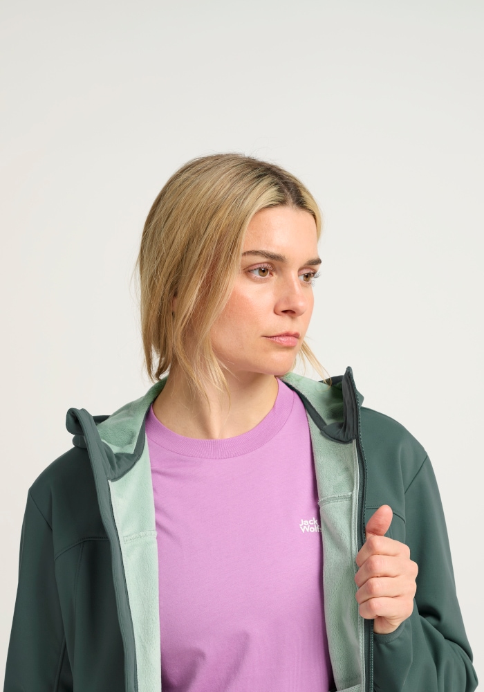 Jack Wolfskin Softshelljacke »WINDHAIN 2 HOODY W« wasserabweisend, windabweisend, wärmeisolierend