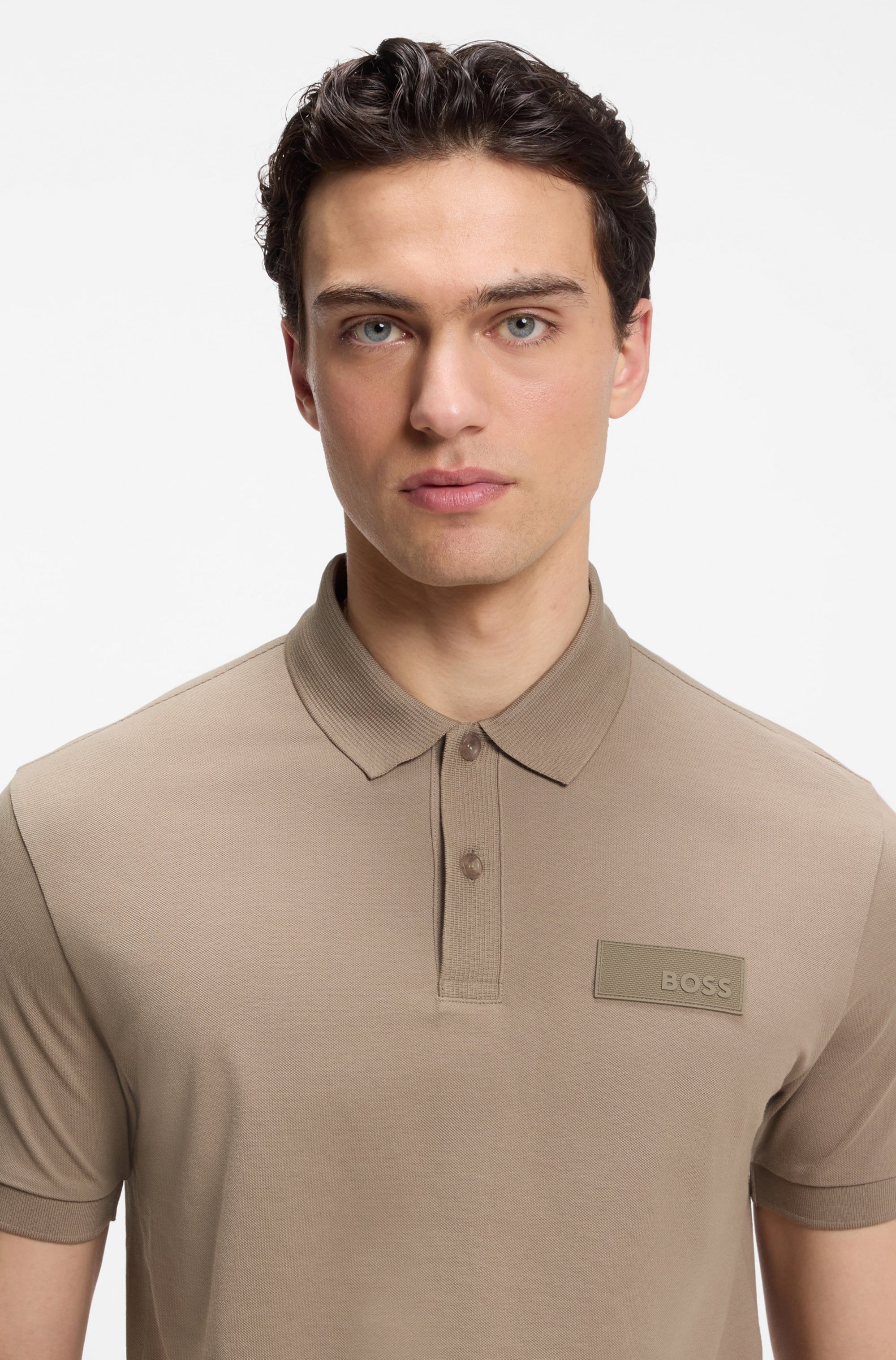 BOSS GREEN Poloshirt »Paddy Logo Patch Regular Fit« atmungsaktive Piqué-Webstruktur, Flachstrickkragen, gerader Schnitt