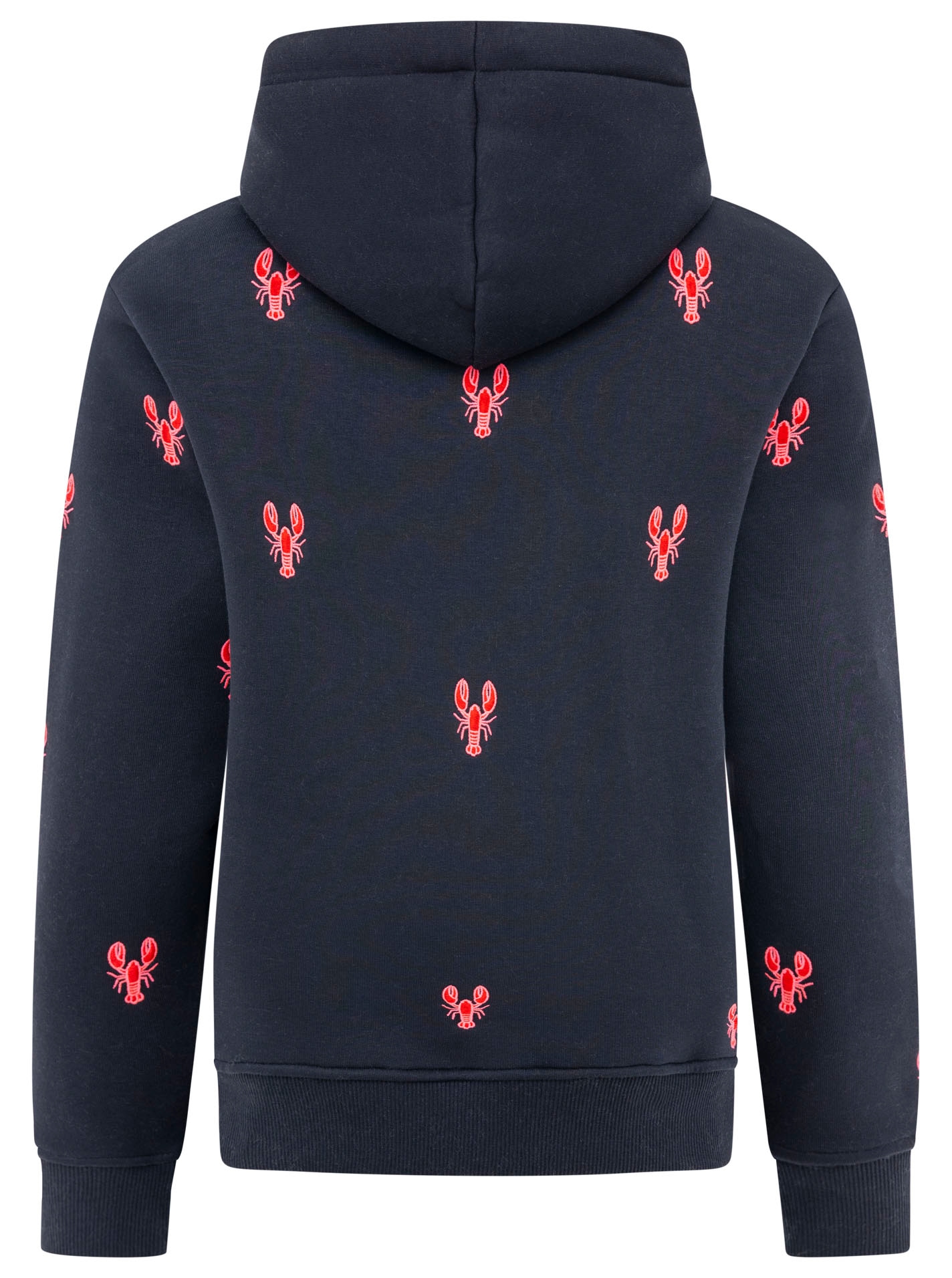 Zwillingsherz Kapuzensweatshirt, Hummer-Stickerei, Kapuze, Kordelzug, Baumwollmix