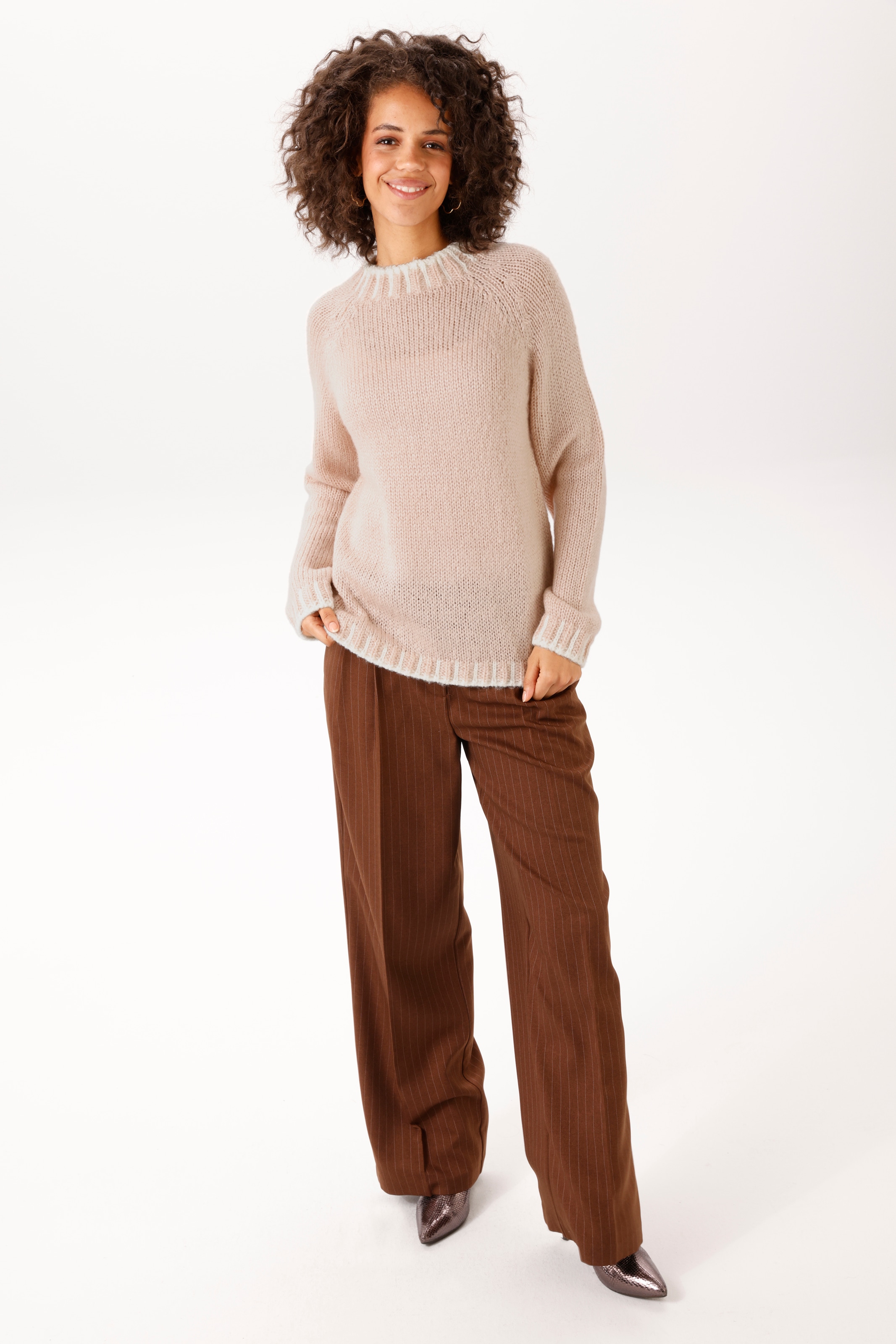 Aniston CASUAL Pull en tricot avec bords côtes à motifs