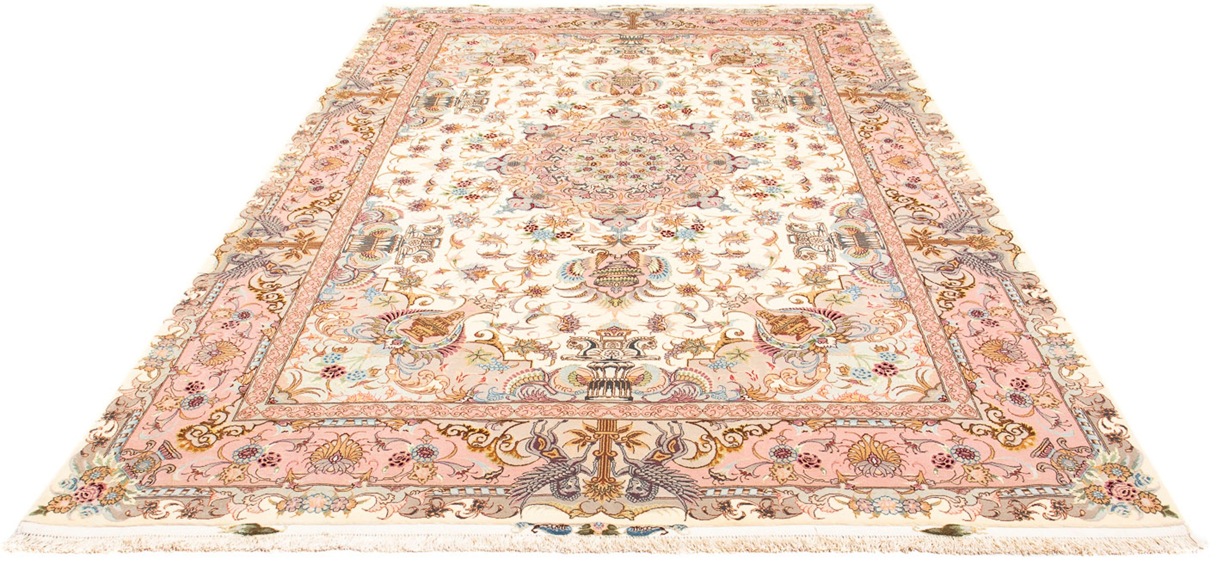 Image of morgenland Orientteppich »Täbriz rund - 301 x 200 cm - beige«, rechteckig, 10 mm Höhe, Wohnzimmer, Handgeknüpft, Einzelstück mit Zertifikat bei Ackermann Versand Schweiz