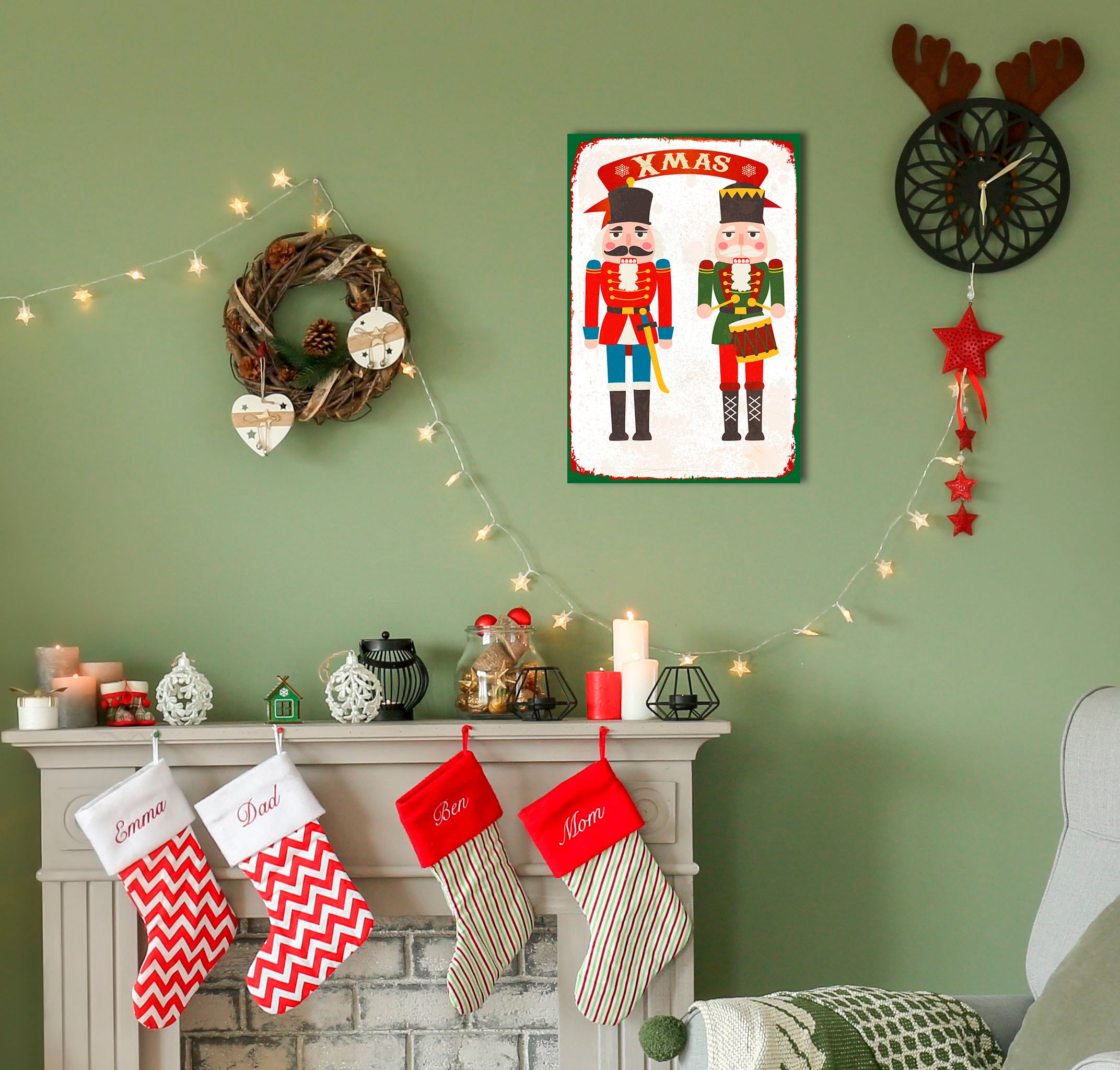 Image of queence Metallbild "X-Mas Nutcracker" Schriftzug Weihnachten 1 Stk. tlg. Stahlschilder