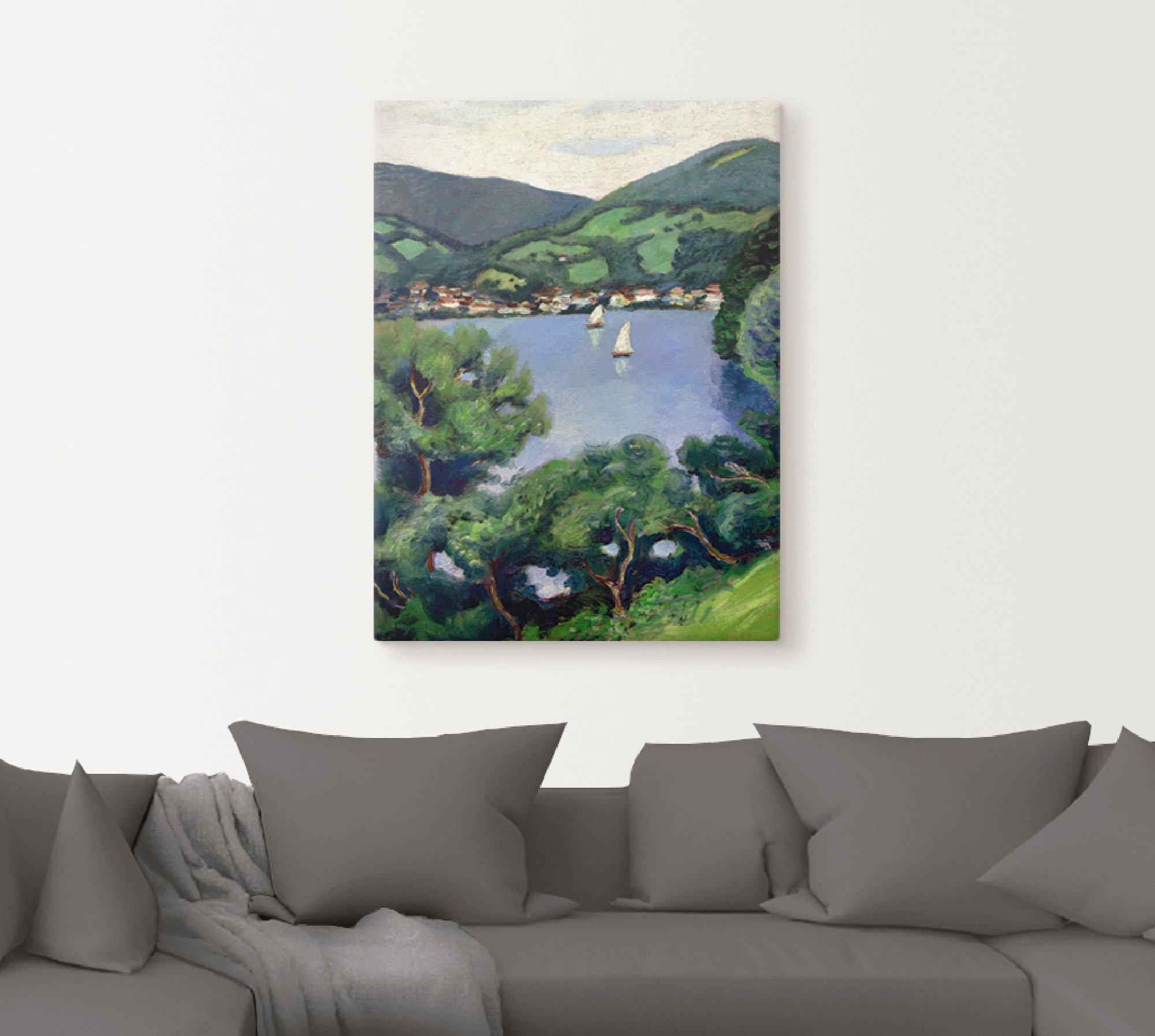 Artland Leinwandbild »Ansicht vom Tegernsee«, Gewässer, (1 St.), auf Keilrahmen gespannt