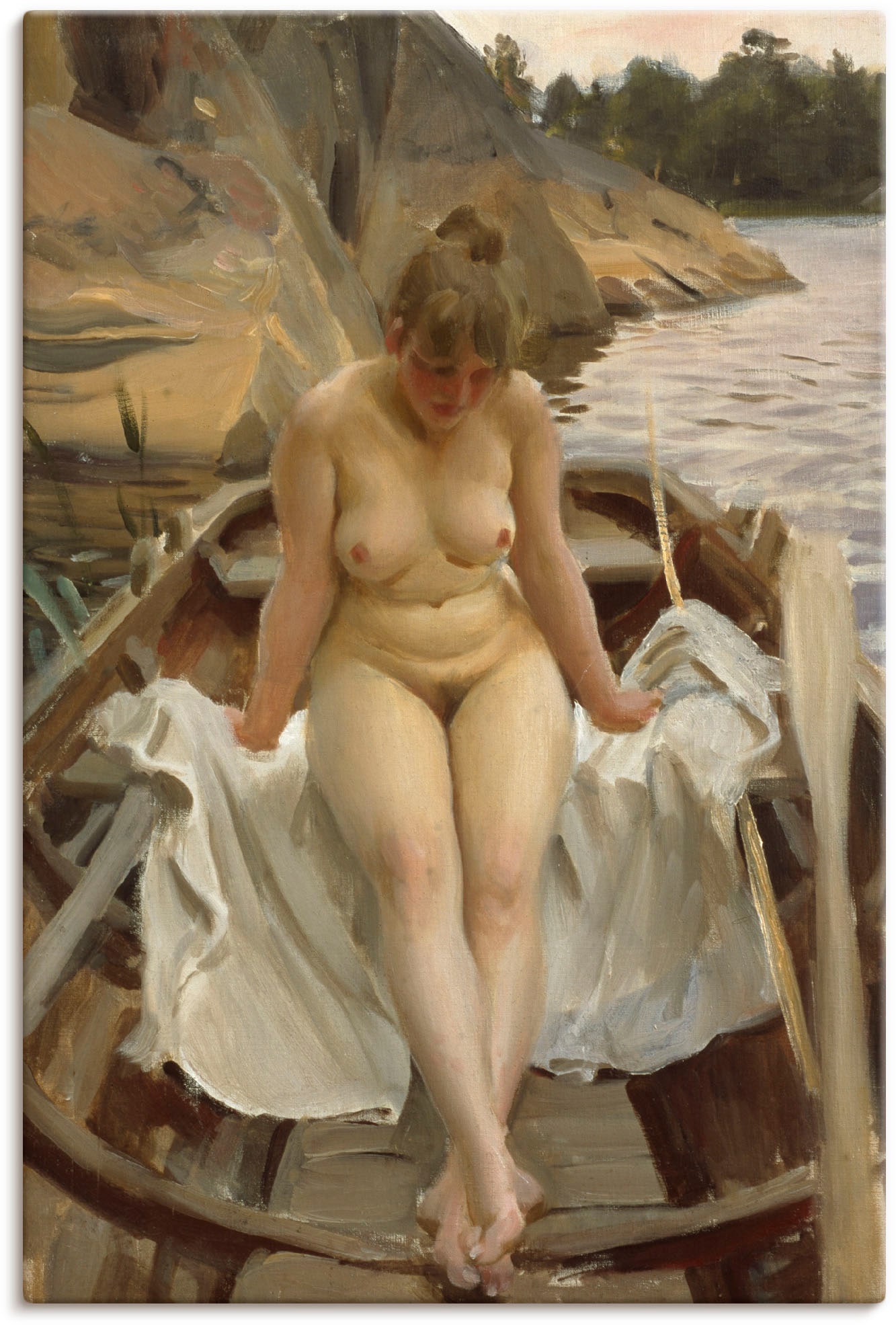 Image of Artland Wandbild "In Werners Ruderboot" Erotische Bilder 1 Stk. tlg. auf Holzrahmen gespannt