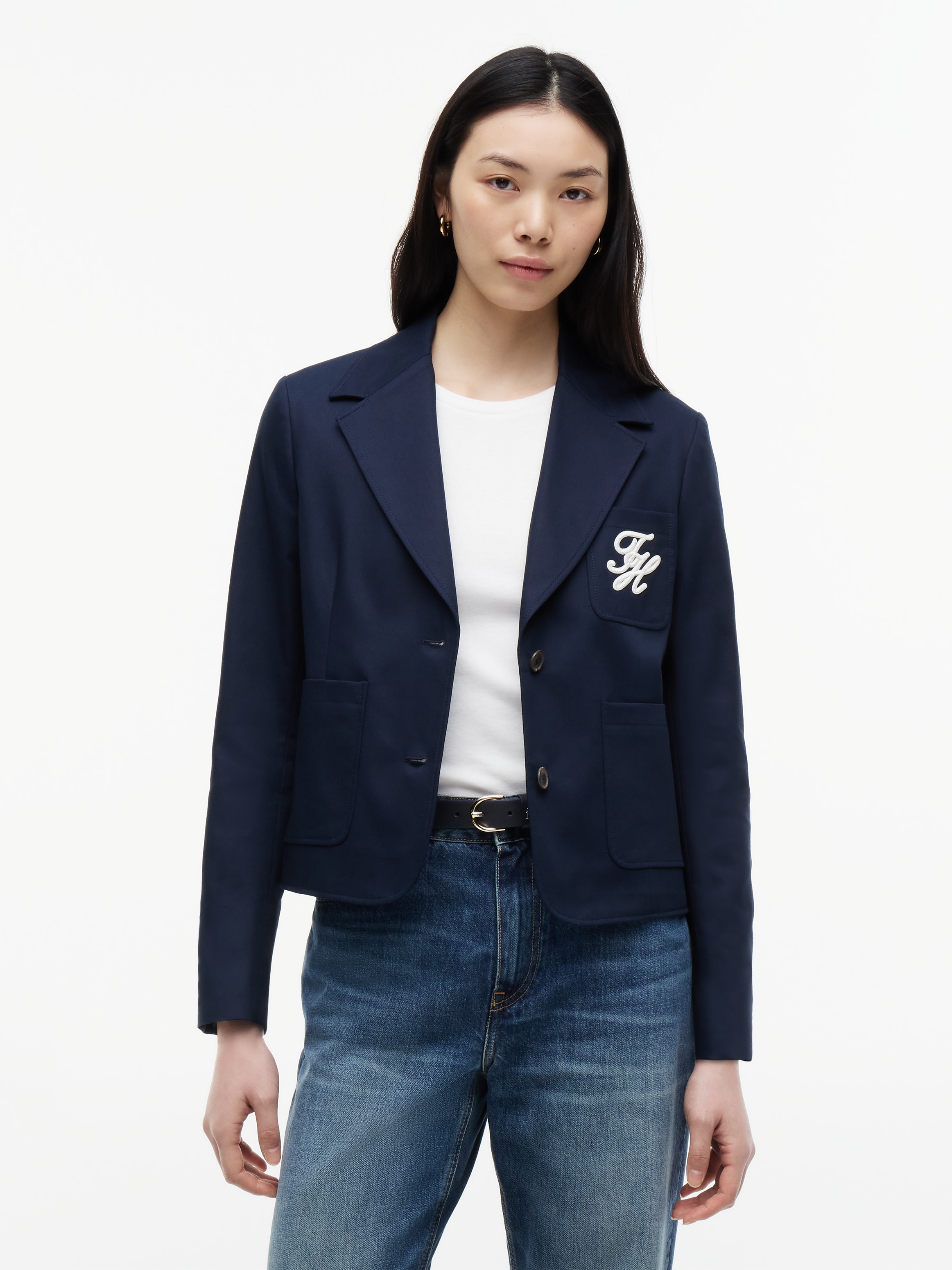 Image of Tommy Hilfiger Kurzblazer "CHINO DRESSING COTTON BLAZER" aus reiner Baumwolle, mit Reverskragen