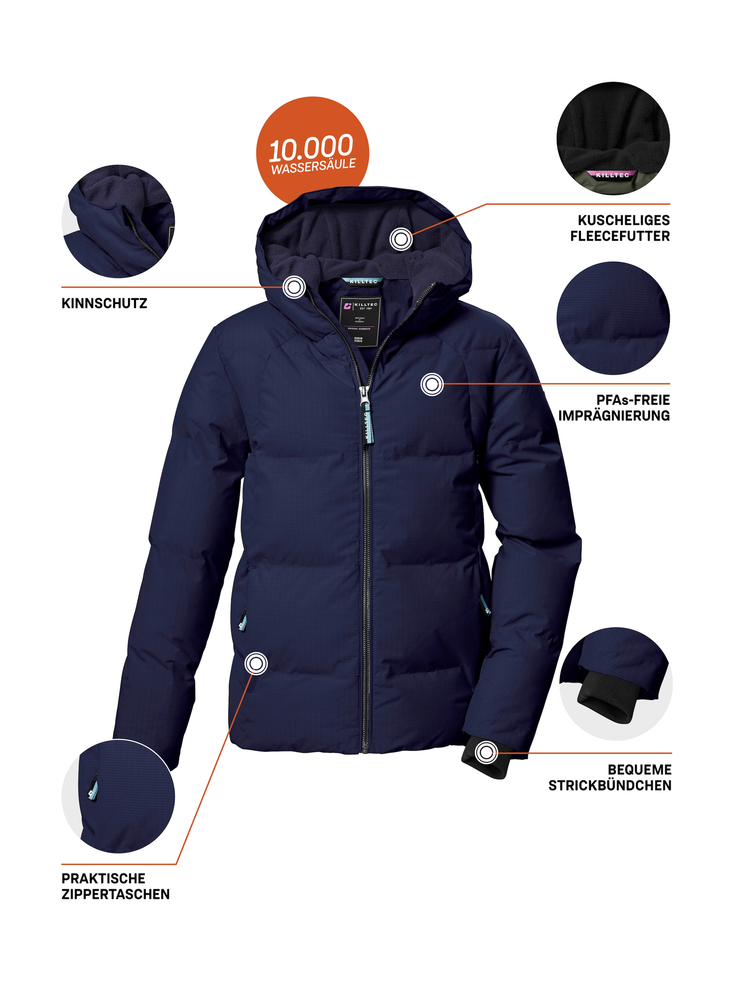 Killtec Steppjacke »KOW 357 GRLS QLTD JCKT«, Wasserabweisende Mädchenjacke mit Kapuze, atmungsaktiv, warm