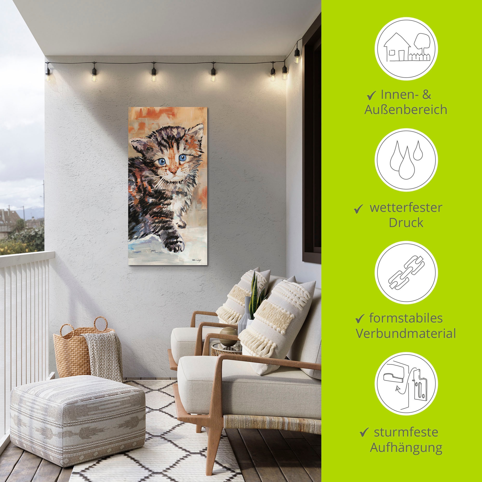 Artland Alu-Dibond-Druck »Katze« Haustiere 1 Stk. tlg. für Innen- und Aussenbereich geeignet, Outdoorbild