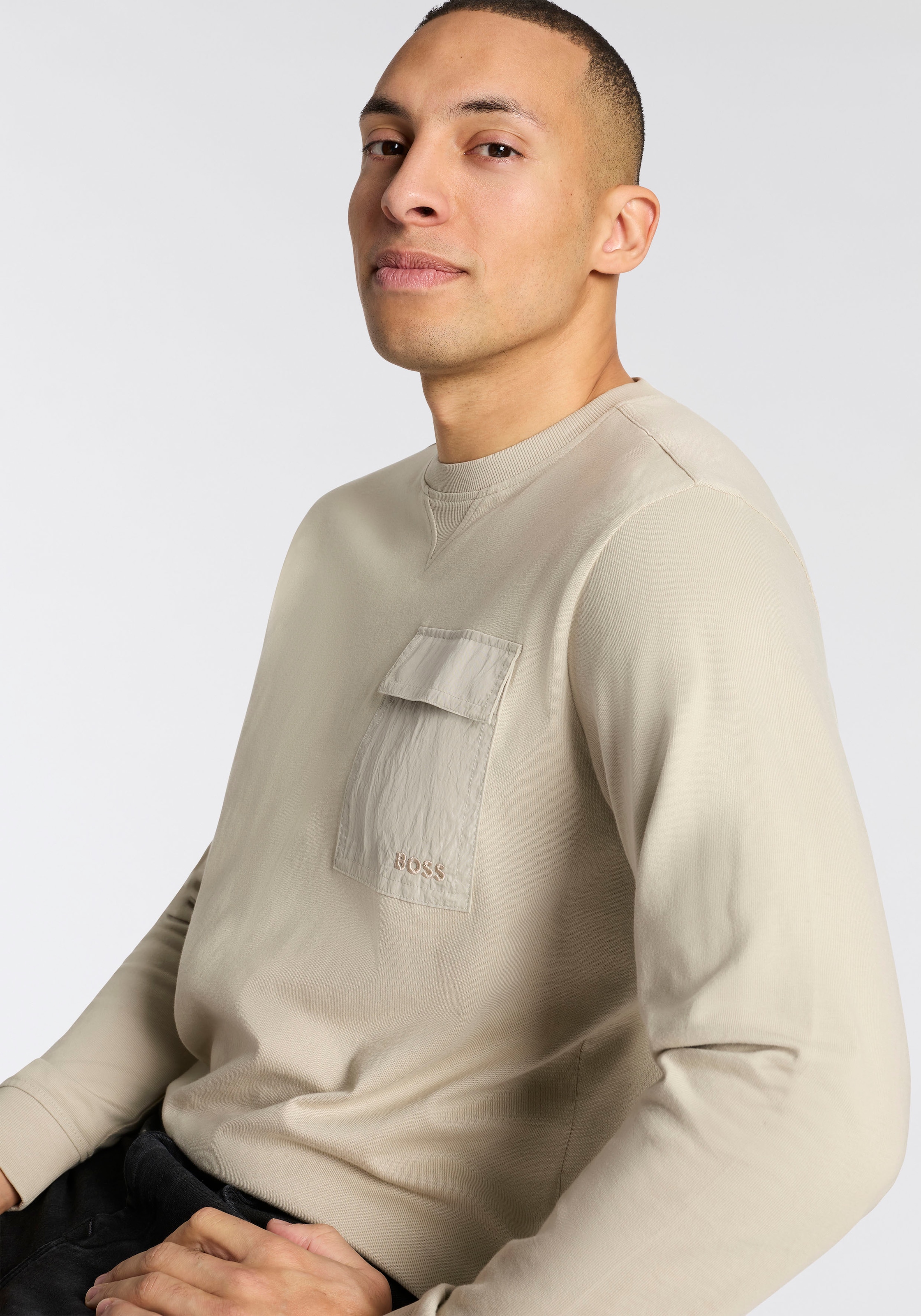 BOSS ORANGE Langarmshirt »Te protective« Rundhalsausschnitt, Brusttasche, relaxed fit