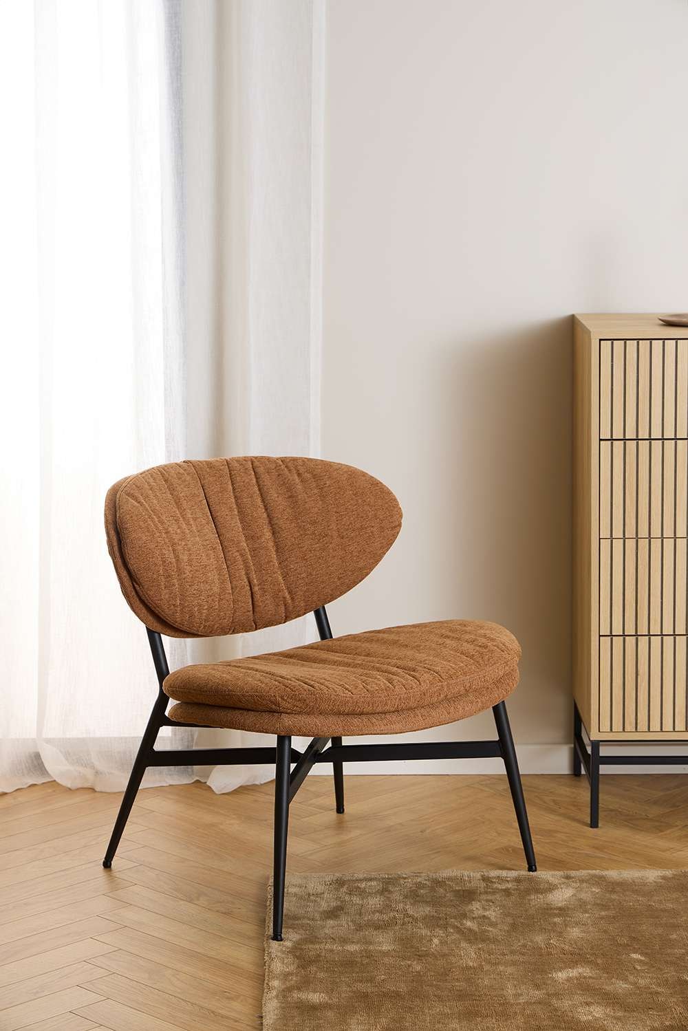 ACTONA GROUP Loungesessel »Burma« Terracotta Stoff, schwarze Stahlbeine, Sitzhöhe: 43 cm