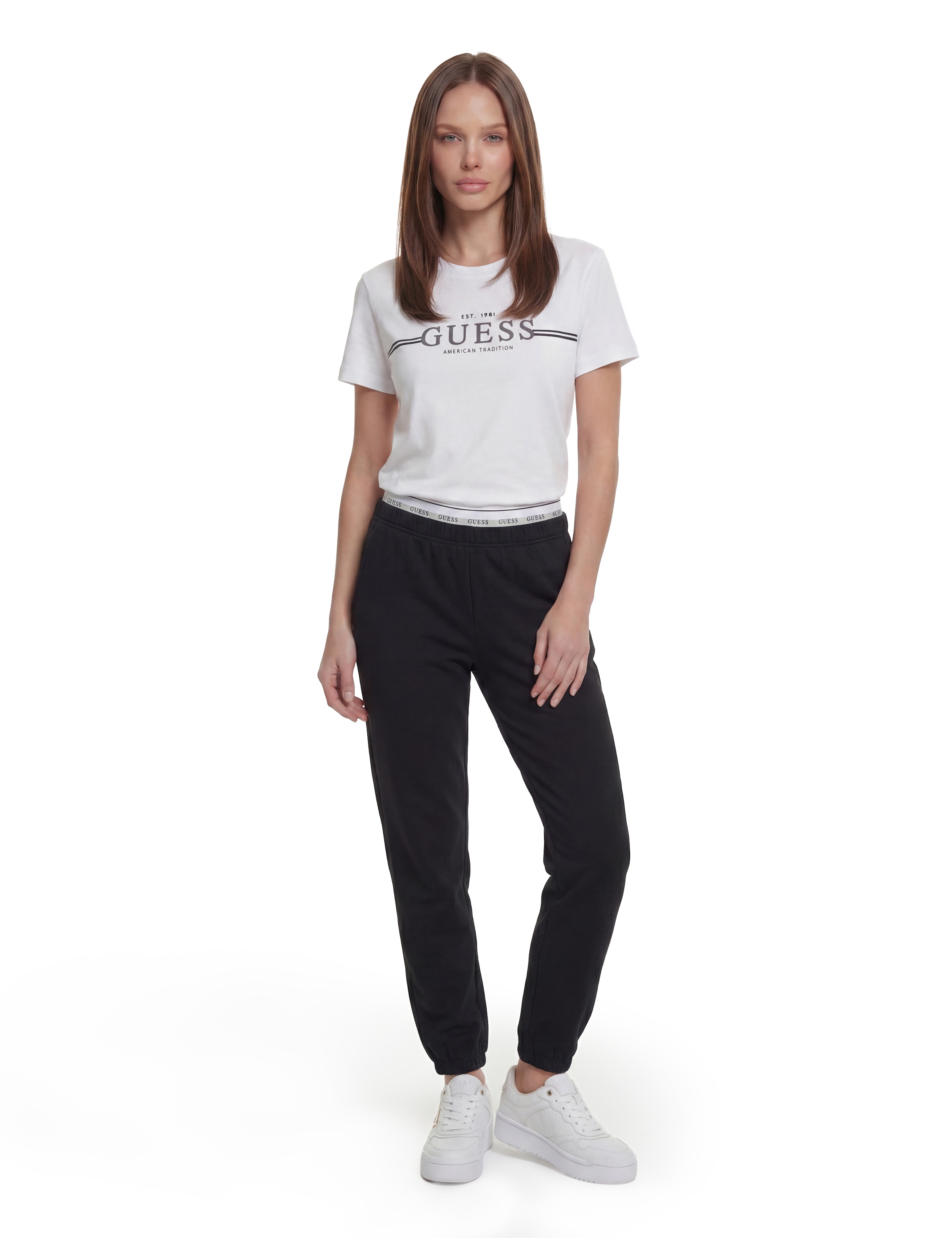 Guess Jogginghose »SOFIA CUFFED PANT«  aus Baumwollmix, Logobund