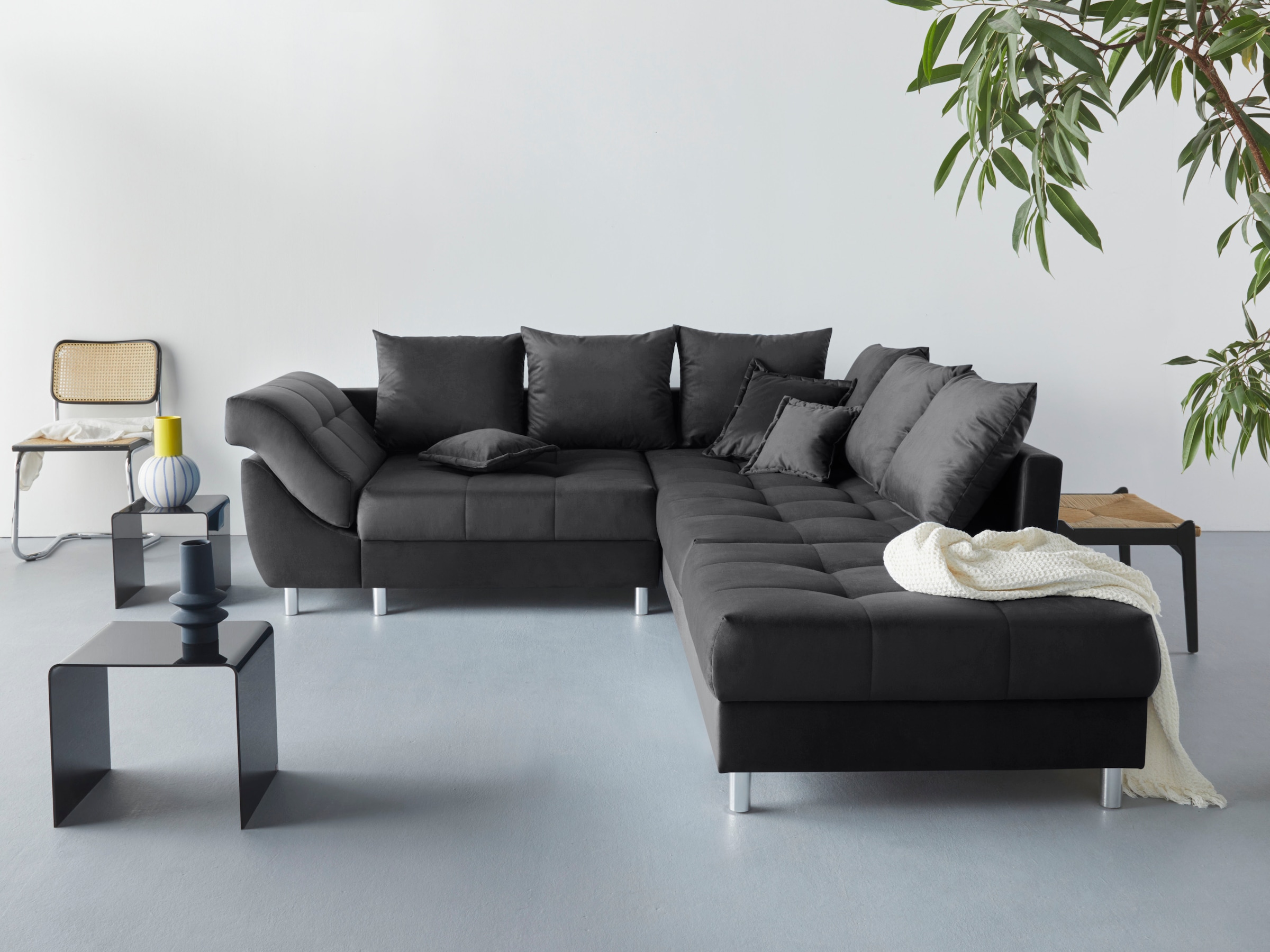 COLLECTION AB Ecksofa »(Spar-Set) Innsbruck L-Form und Hocker«, (Spar-Set), Ecksofa und Hocker, Recamiere links oder rechts montierbar