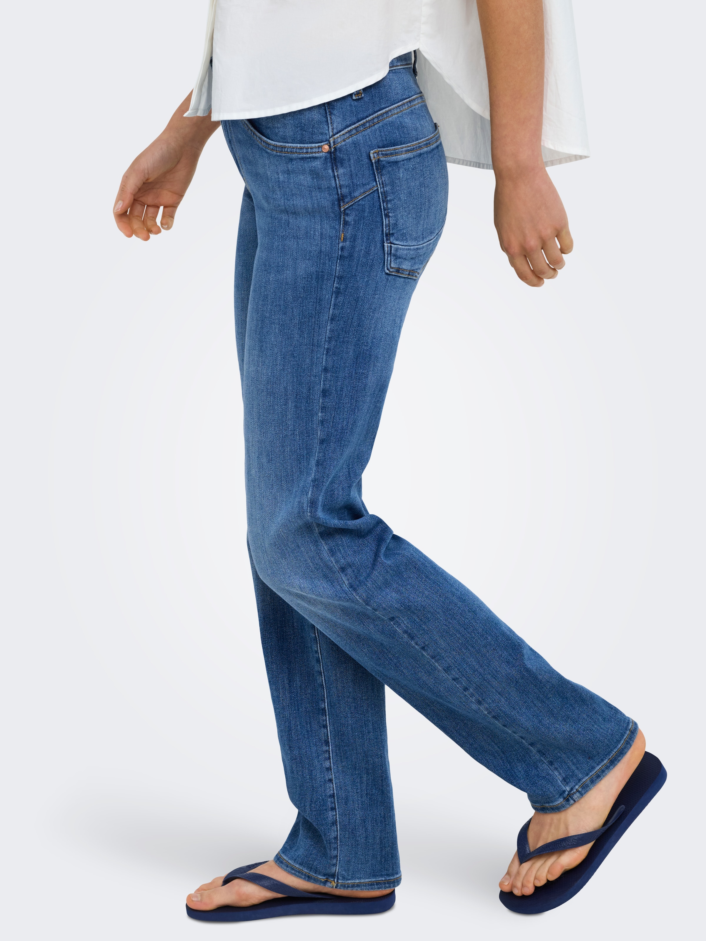 ONLY Slim-fit-Jeans »ONLPOWER MW PUSH UP SLIM STRAIGHT DNM« Baumwollmischung, mid waist, slim fit