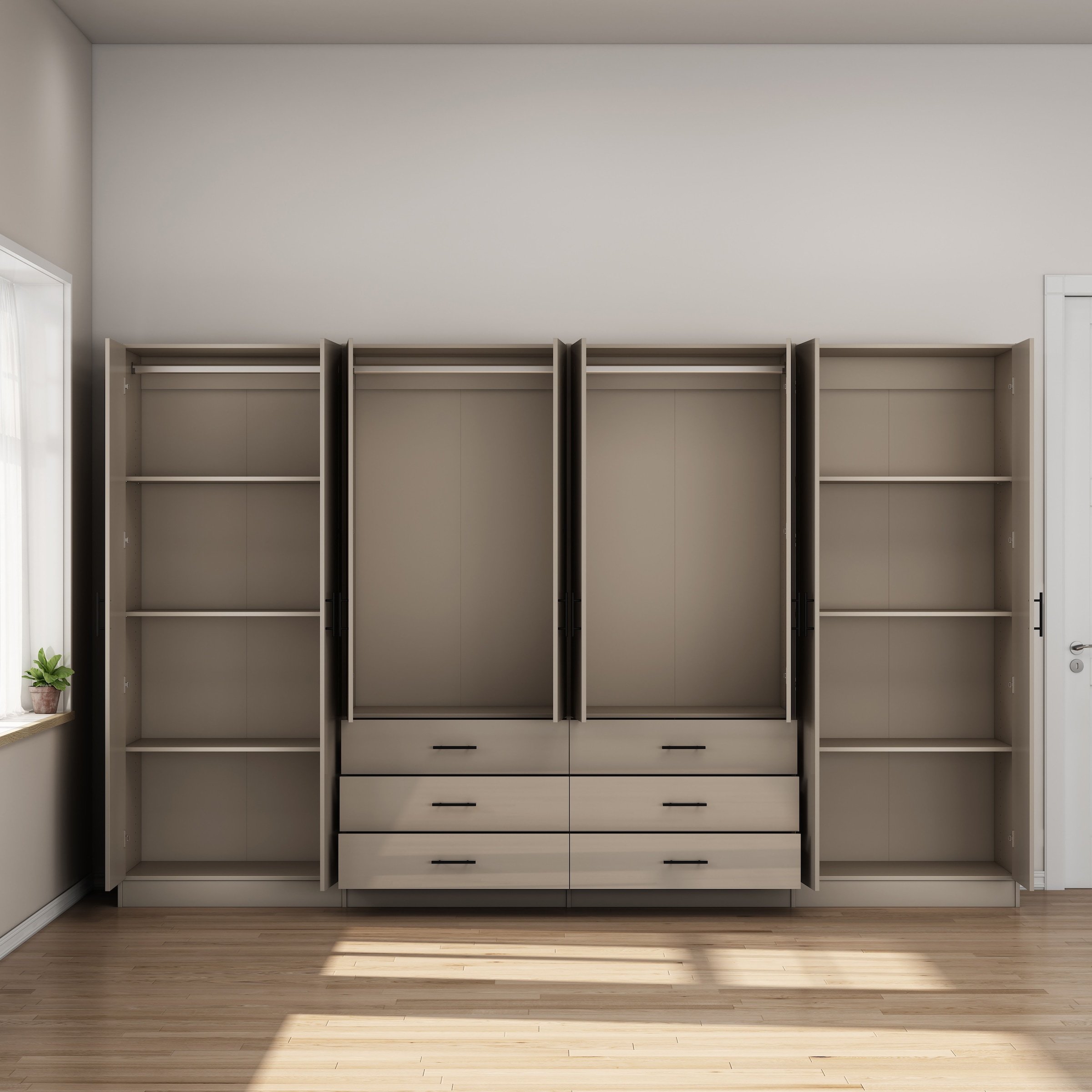 GOODproduct Kleiderschrank »Trento Schlafzimmerschrank Garderobe hochglanz« Schrank mit 8 Türen und 6 Schubladen, hochglänzende Fronten