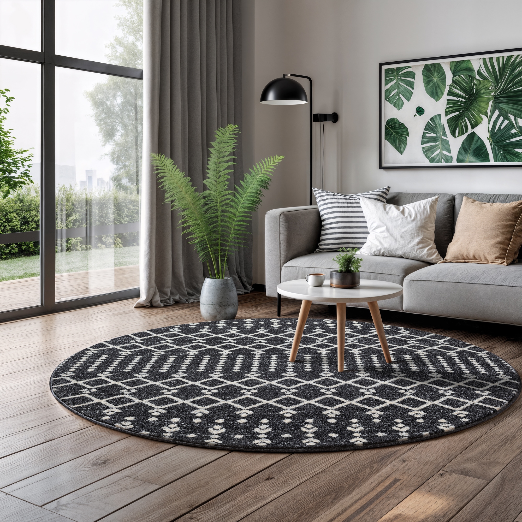 Sanat Teppich »Boho 8205« rund 10 mm Höhe Kurzflor, robust, Boho, Scandic, für Fussbodenheizung geeignet