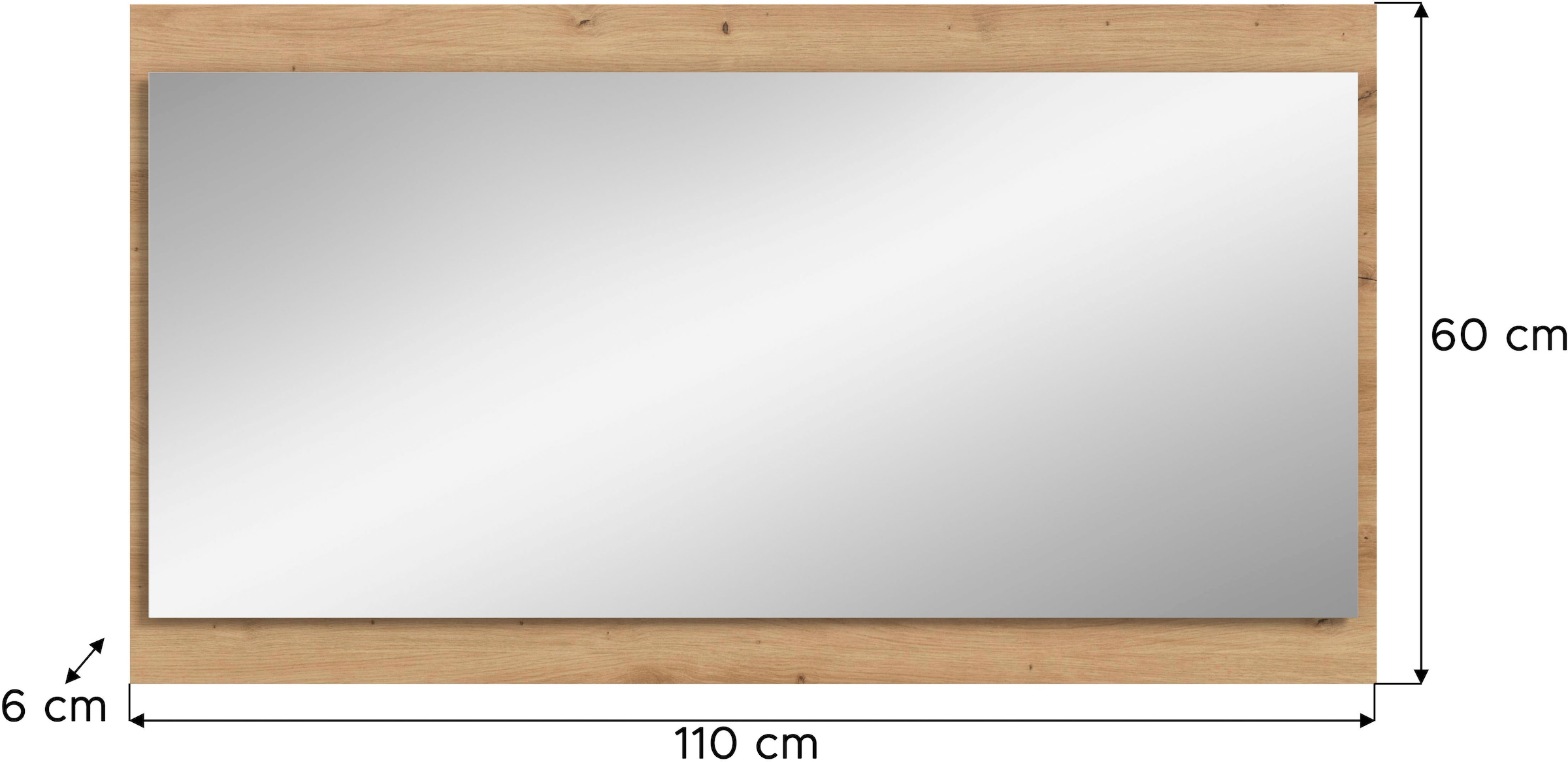 INOSIGN Wandspiegel »EVRID, Breite 110 cm, Rahmenoptik, farblich abgesetze Trägerplatte« Spiegel, Garderobenspiegel, Flurspiegel, Dielenspiegel, Spiegelpaneel