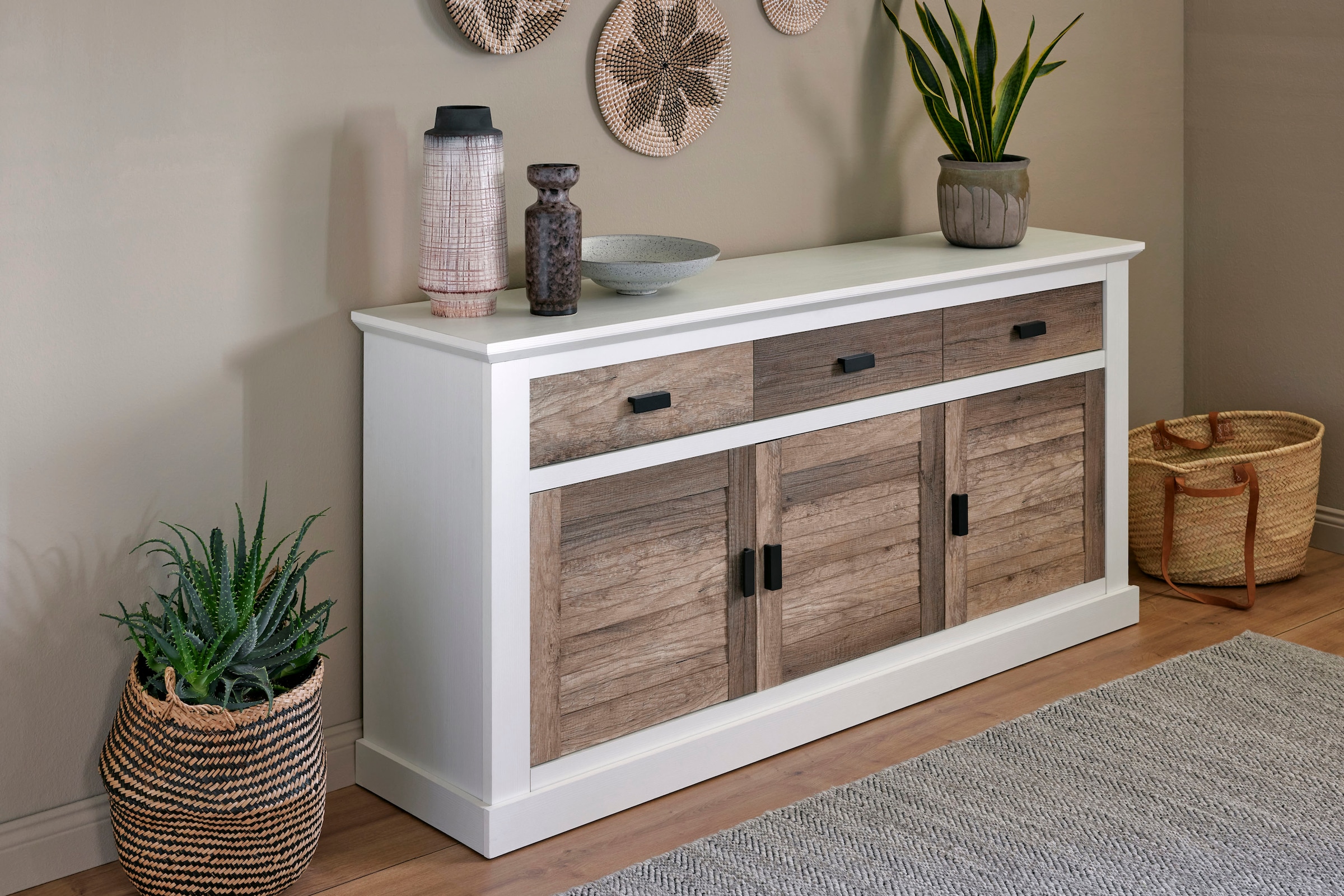 Jahnke Sideboard »HAMPTON SB 160« 1 Stk. tlg. Sideboard, Landhausstil, 3 Schubladen und 3 Türen, Breite ca. 160 cm