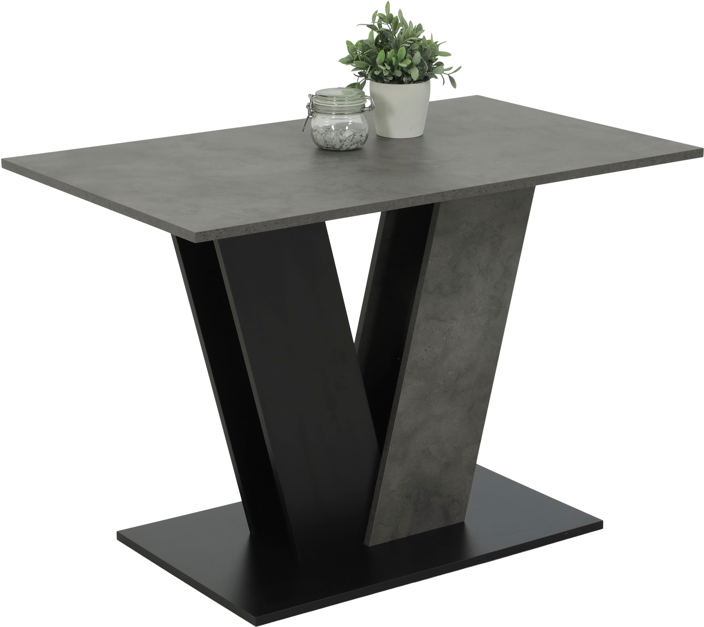 HELA Table de salle à manger »JUDITH mit ABS-Kante« 1 cuis tlg. Melamin, Säulentisch, V-Form, Bodenplatte farblich abgesetzt