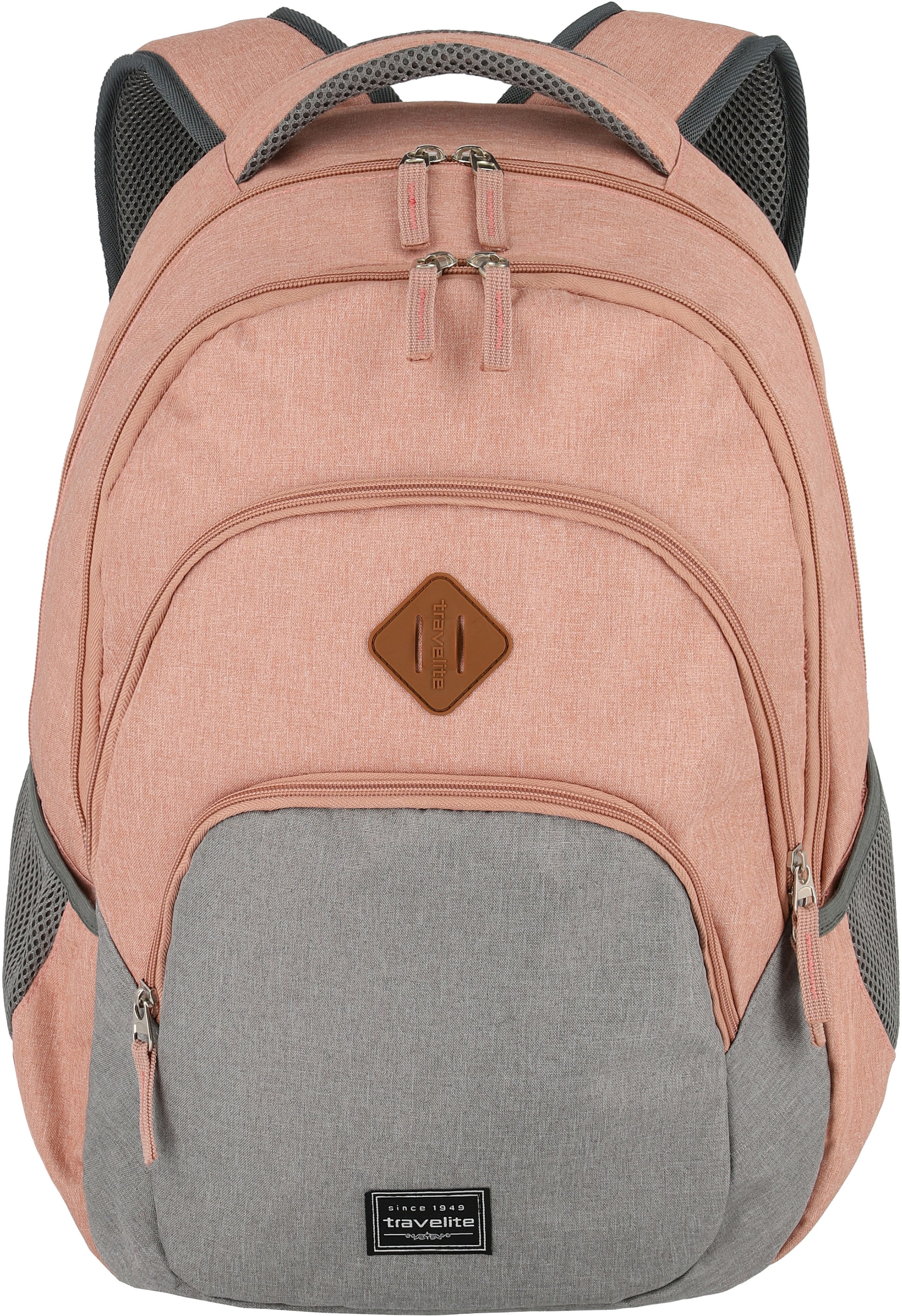 Laptoprucksack »BASICS Melange, rosa/grau«, Arbeitsrucksack Schulrucksack...