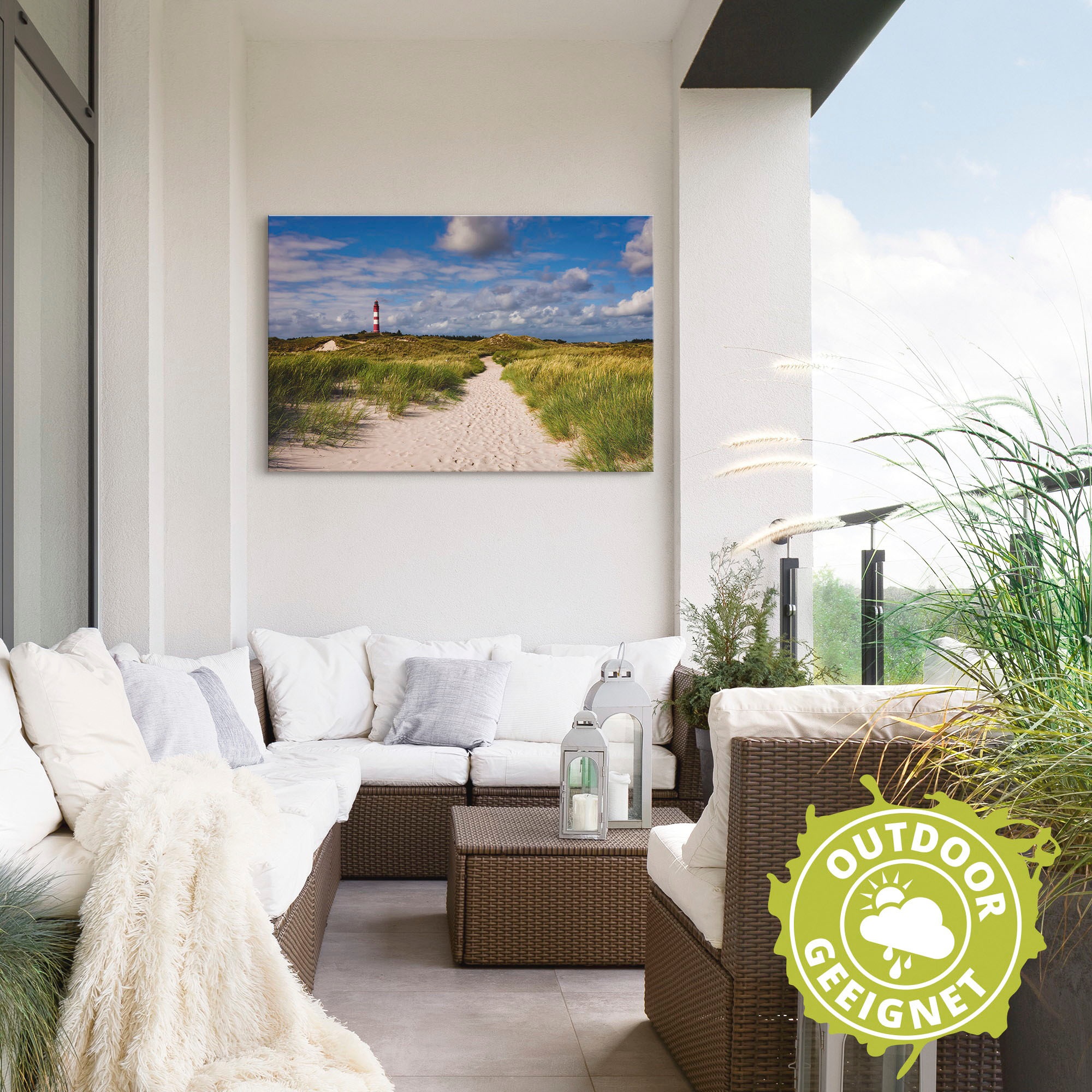 Artland Wandbild »Strandweg zum Leuchtturm - Insel Amrum«, Küste, (1 St.), als Alubild, Outdoorbild, Leinwandbild, Poster in verschied. Grössen