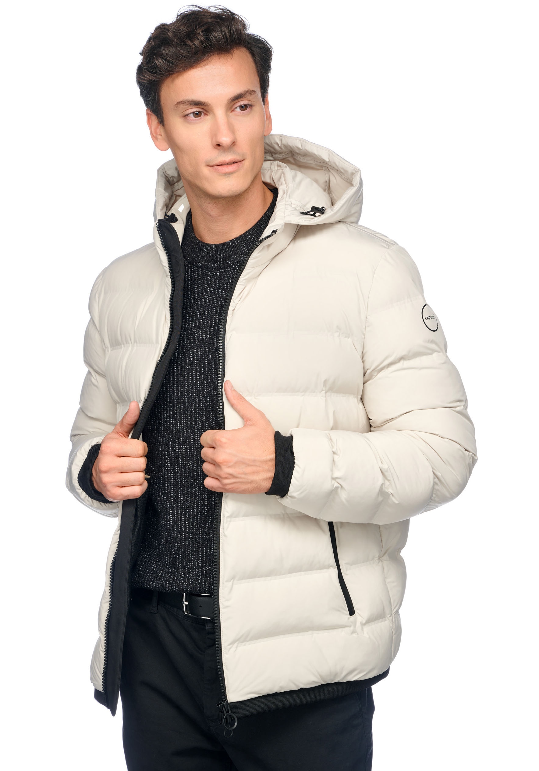 Geox Steppjacke »SPHERICA«, mit kontrastfarbenen Details, Reissverschluss, Taschen, Kapuze
