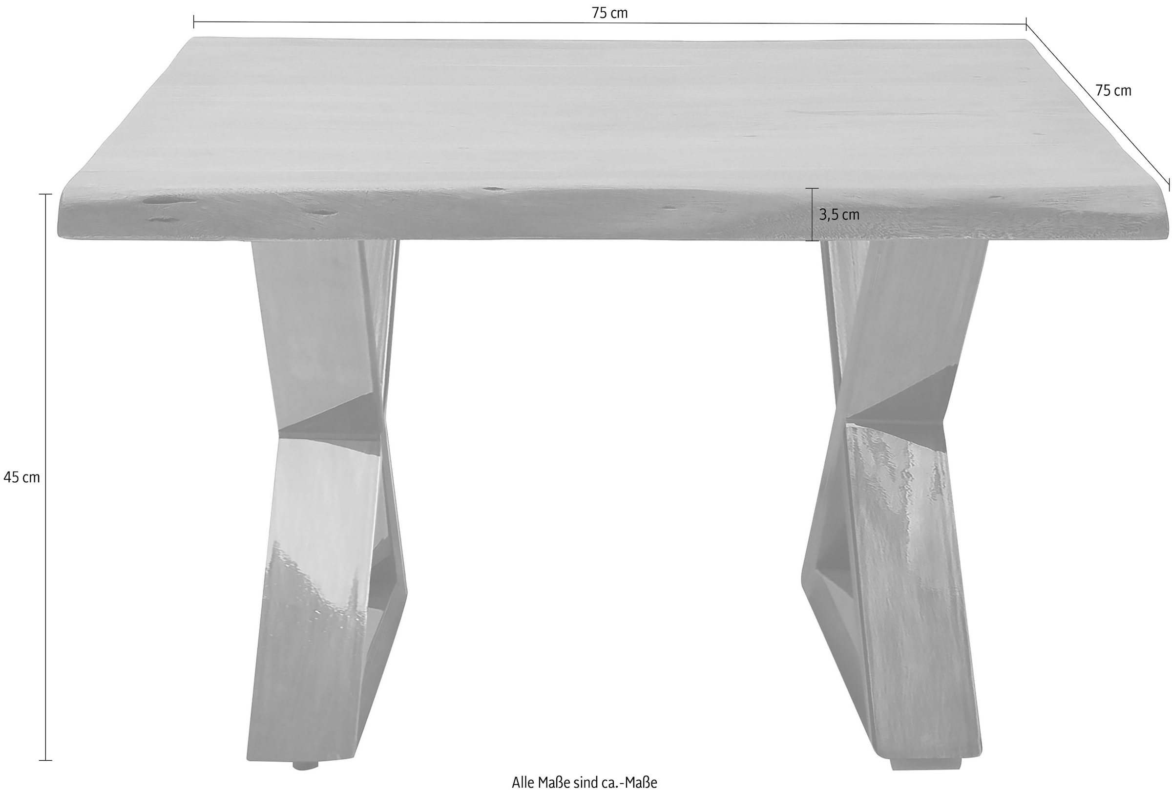 MCA furniture Couchtisch »Cartagena«, Couchtisch Massivholz mit Baumkante und natürlichen Rissen und Löchern