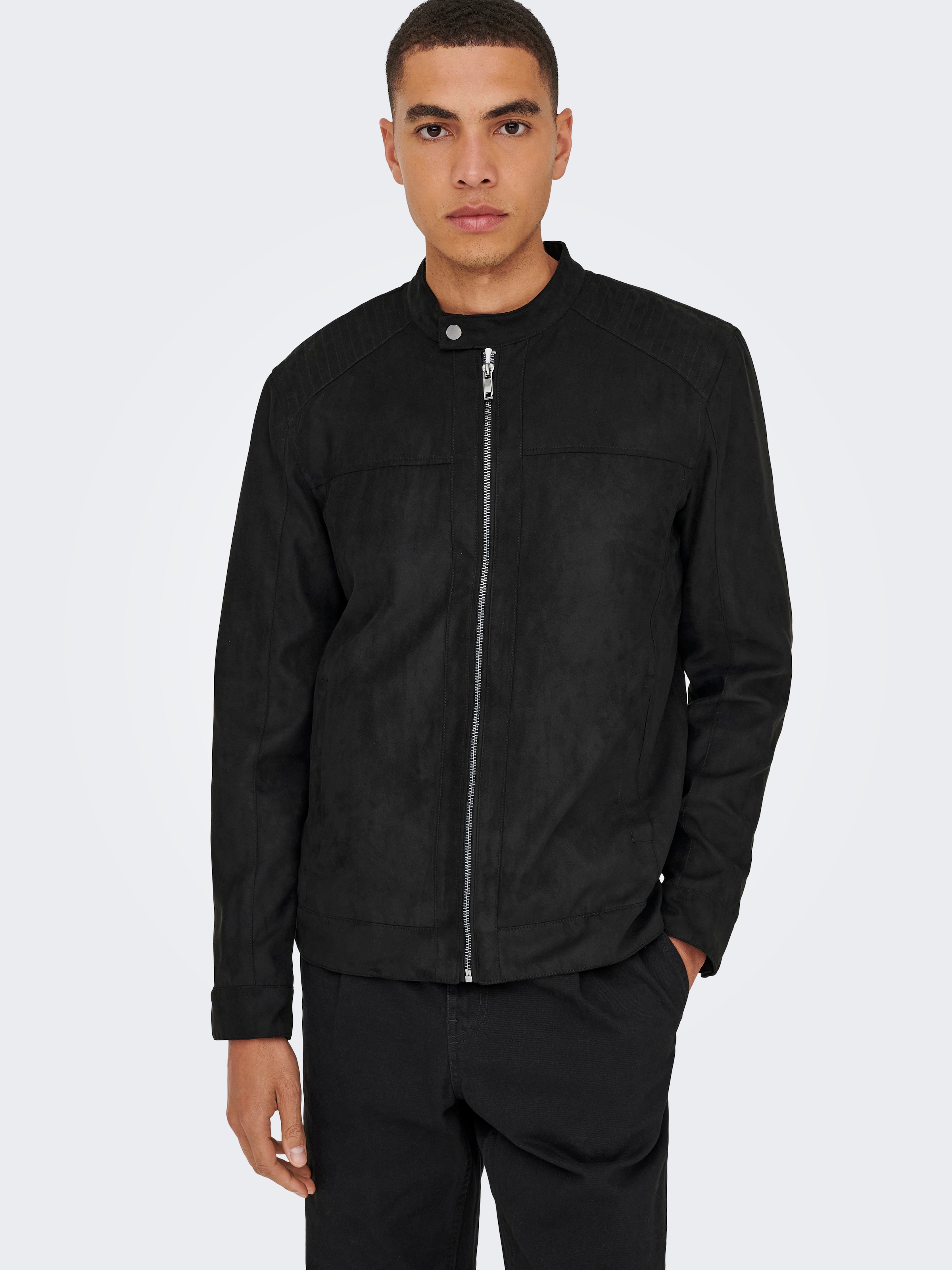 Image of ONLY & SONS Bomberjacke "ONSMIKE FAKE SUEDE JACKET OTW" ohne Kapuze