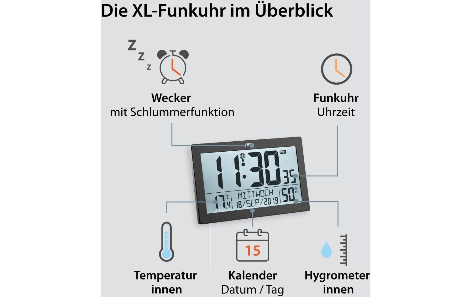 Image of ADE Funkwanduhr "XL, Schwarz"