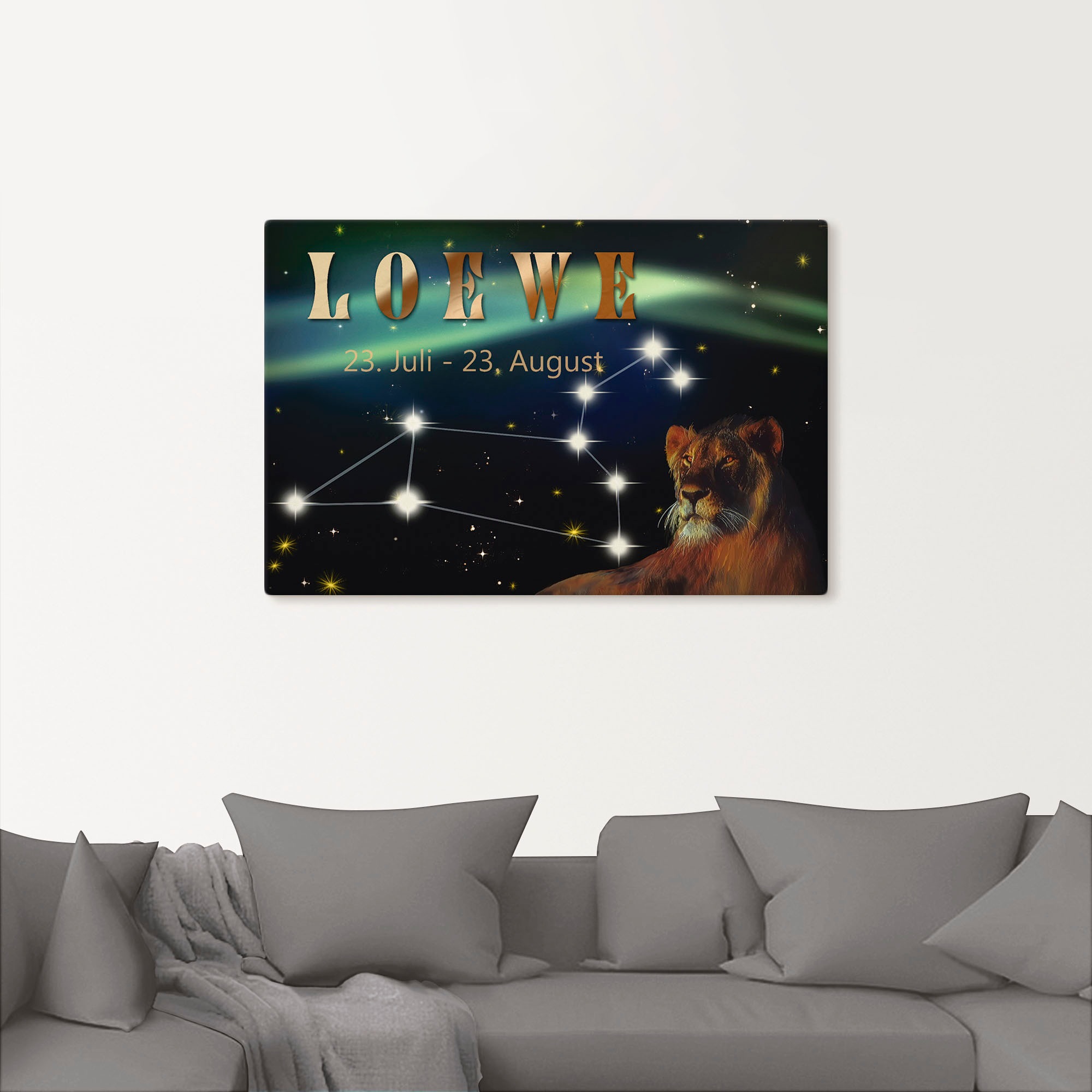 Artland Wandbild »Sternzeichen - Löwe«, Bilder von Sternzeichen, (1 St.), als Leinwandbild, Poster, Wandaufkleber in verschied. Grössen
