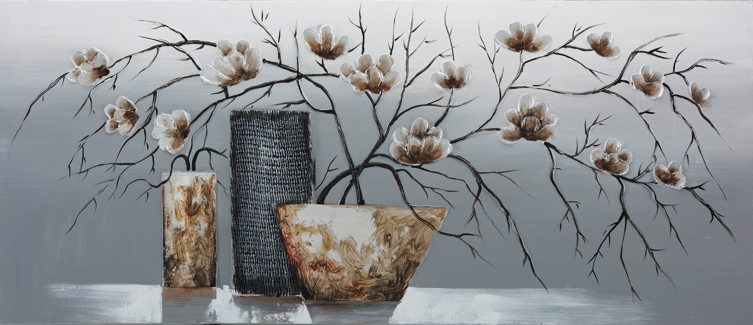 Image of Bönninghoff Ölgemälde "handarbeit BLUMENVASEN XXL 60x140 cm – Wandbild Kunst Deko" Blumen 1 Stk. tlg. handgefertigt, jedes Bild ein Unikat