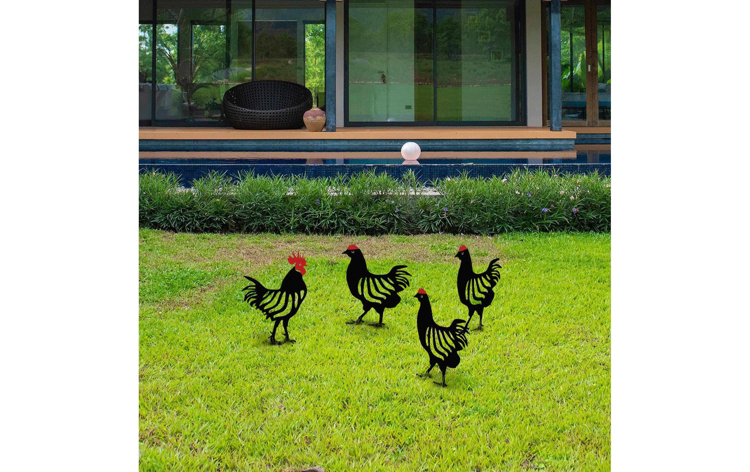 Tierfigur »Wallxpert Huhn 33 cm 4er Set Schwarz«